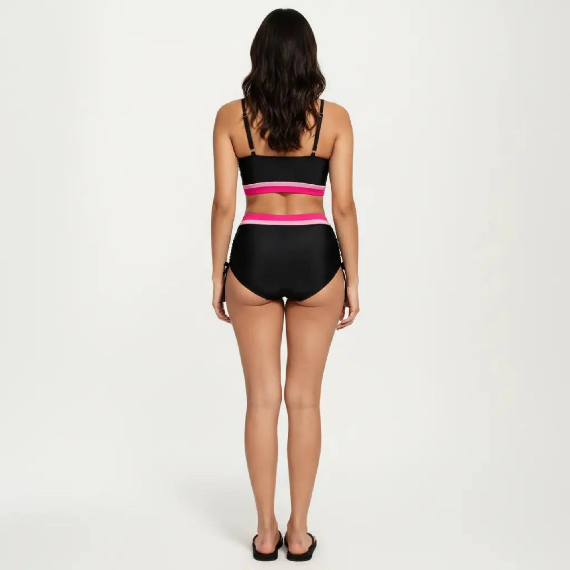 Anna-Kaci Swim Women's Two Piece Bikini Set with Scoop Neck Top High Waist Bottom and Contrast Trim sold by Anna-Kaci product image thumbnail 4