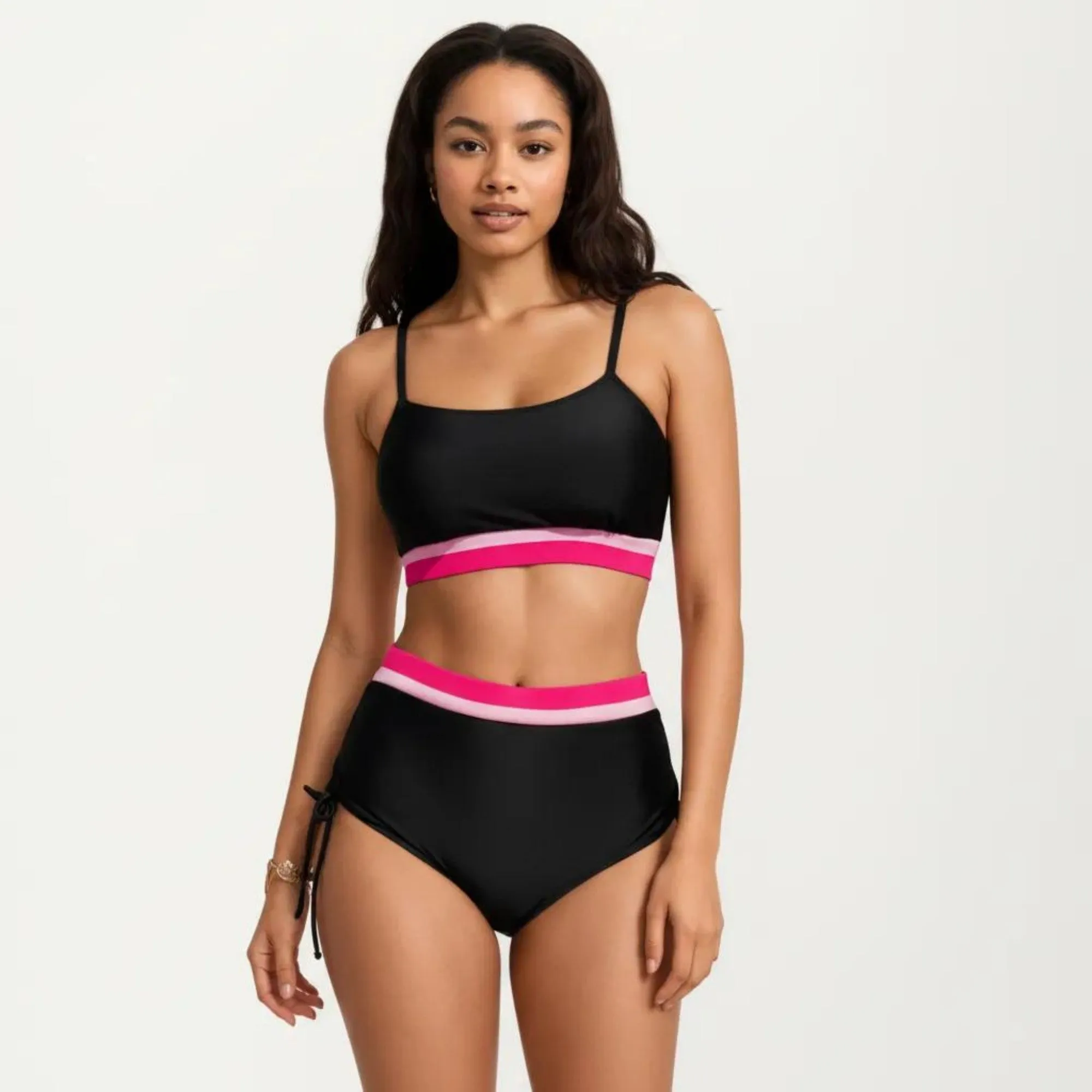 Anna-Kaci Swim Women's Two Piece Bikini Set with Scoop Neck Top High Waist Bottom and Contrast Trim sold by Anna-Kaci product image thumbnail 2