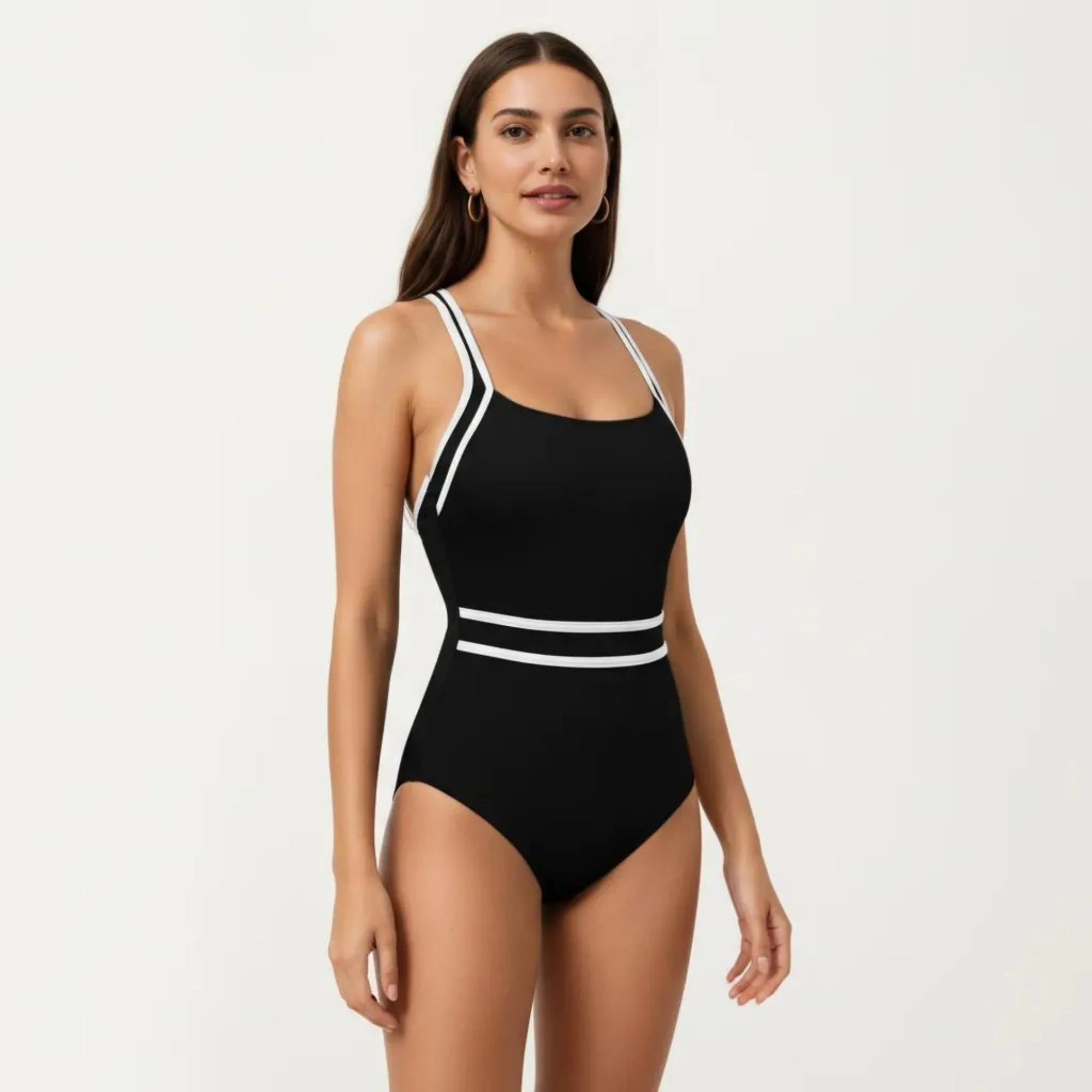 Anna-Kaci Swim Women's One Piece Swimsuit with Scoop Neckline Contrast Trim and Waistband Detail sold by Anna-Kaci product image thumbnail 2