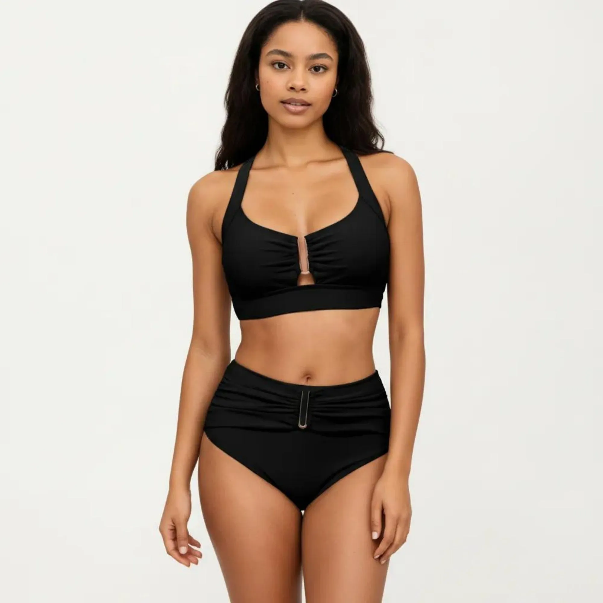 Anna-Kaci Swim Women's Two Piece Bikini Set with Ruched Bralette Top and High Waist Bottoms sold by Anna-Kaci product image thumbnail 2