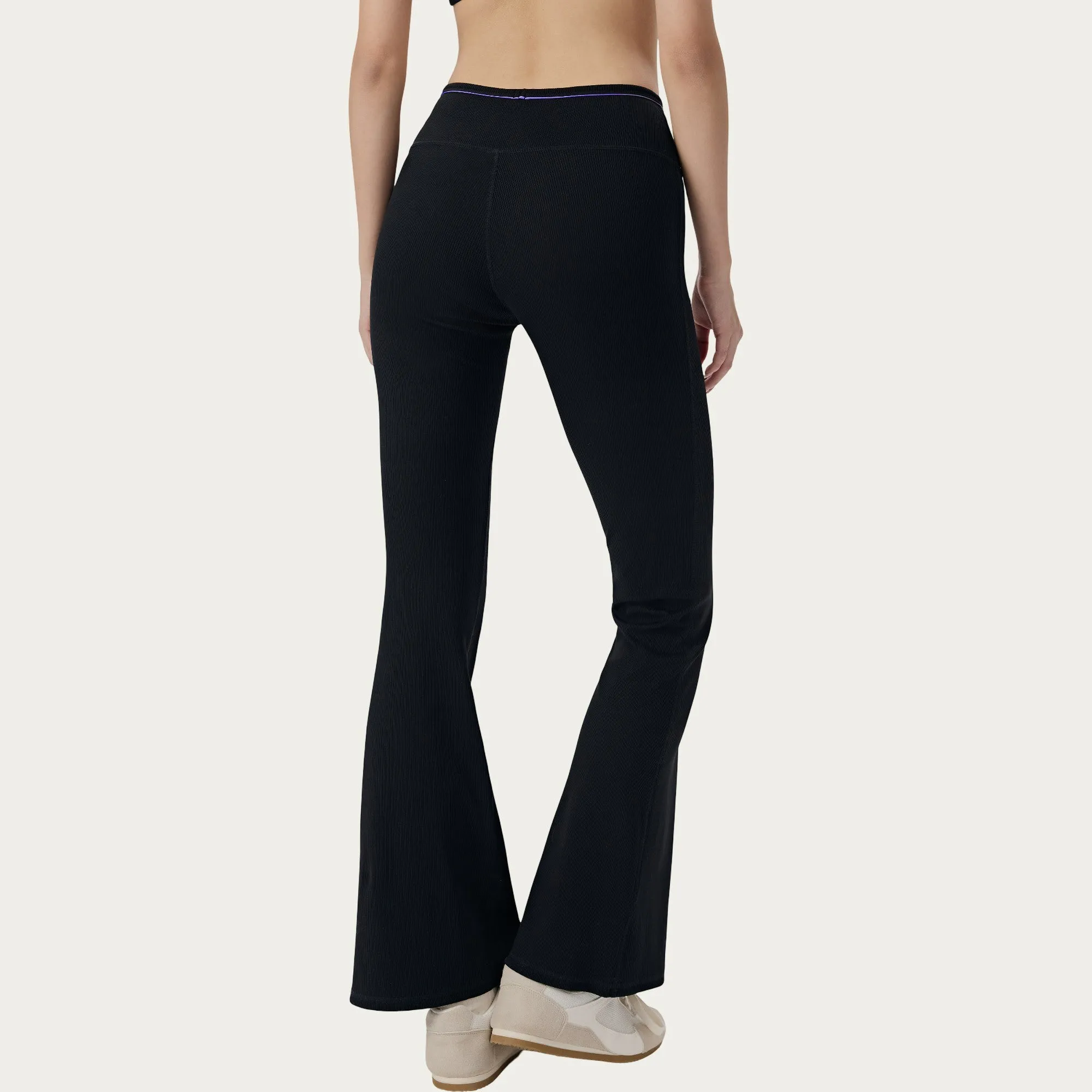 Anna-Kaci Active Women's High Waist Ribbed Active Flare Pants with Stretch Performance Fabric sold by Anna-Kaci product image thumbnail 3