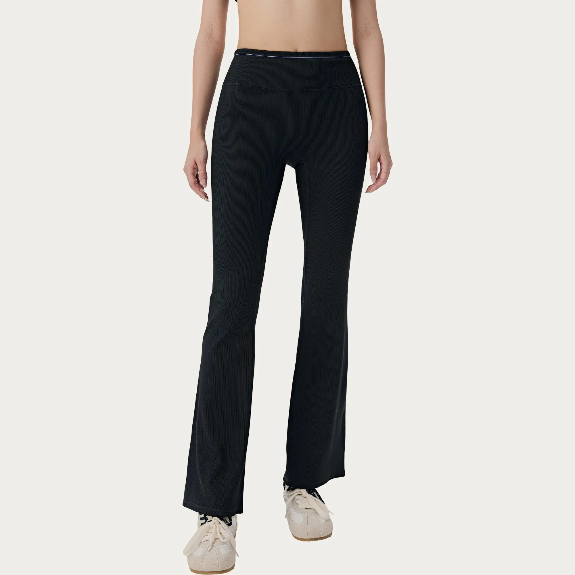 Anna-Kaci Active Women's High Waist Ribbed Active Flare Pants with Stretch Performance Fabric sold by Anna-Kaci