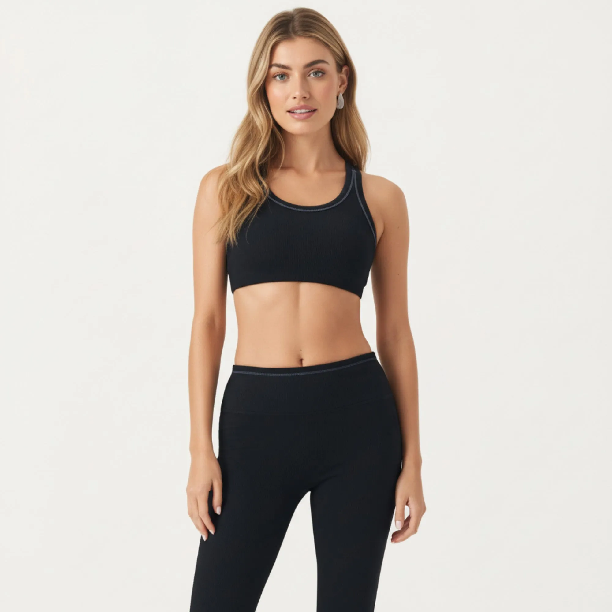 Anna-Kaci Active Women's Ribbed Racerback Sports Bra with Scoop Neck and Medium Support sold by Anna-Kaci product image thumbnail 2