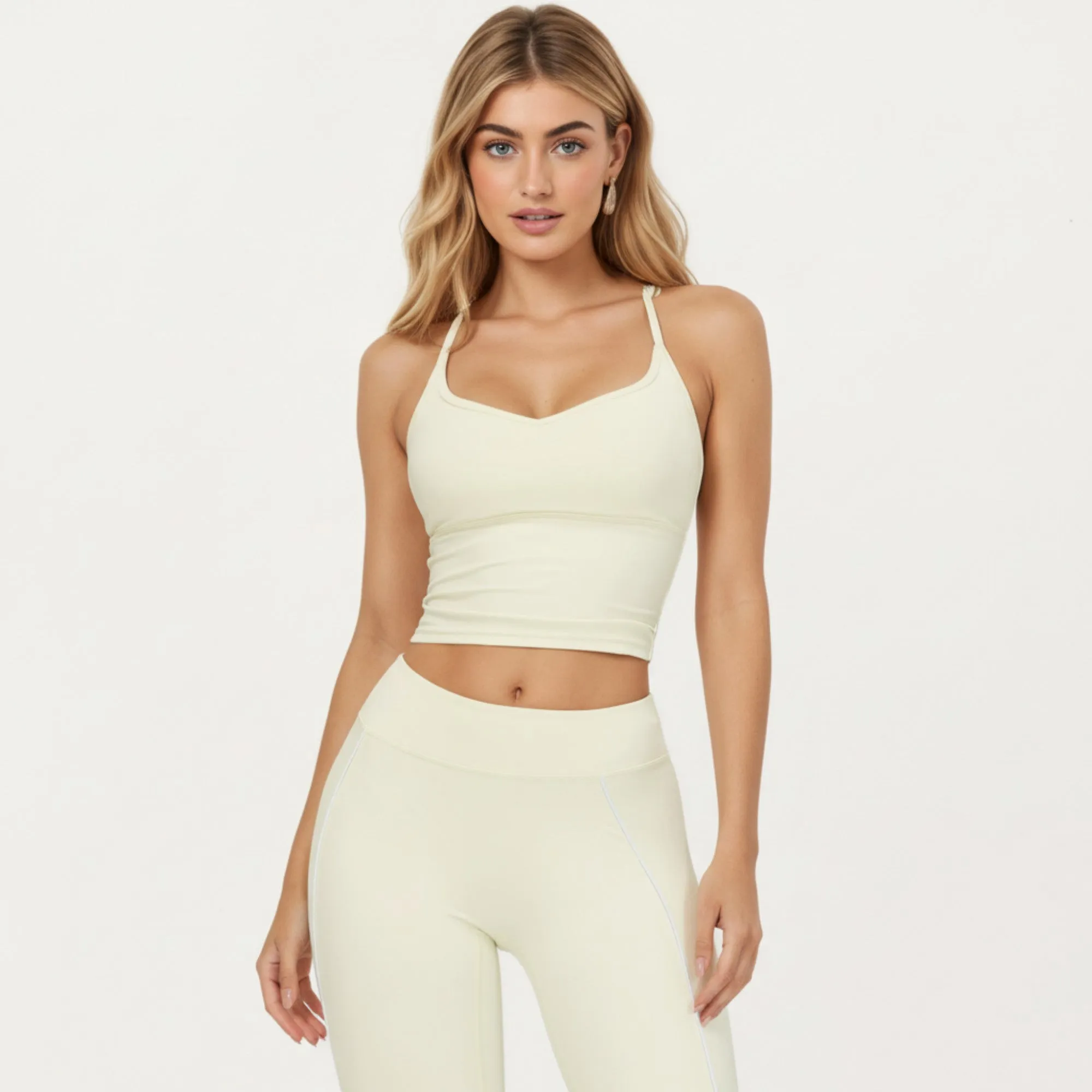 Anna-Kaci Active Women's Fitted Sports Bra Tank with V Neckline Adjustable Straps and Smooth Stretch Support sold by Anna-Kaci product image thumbnail 2