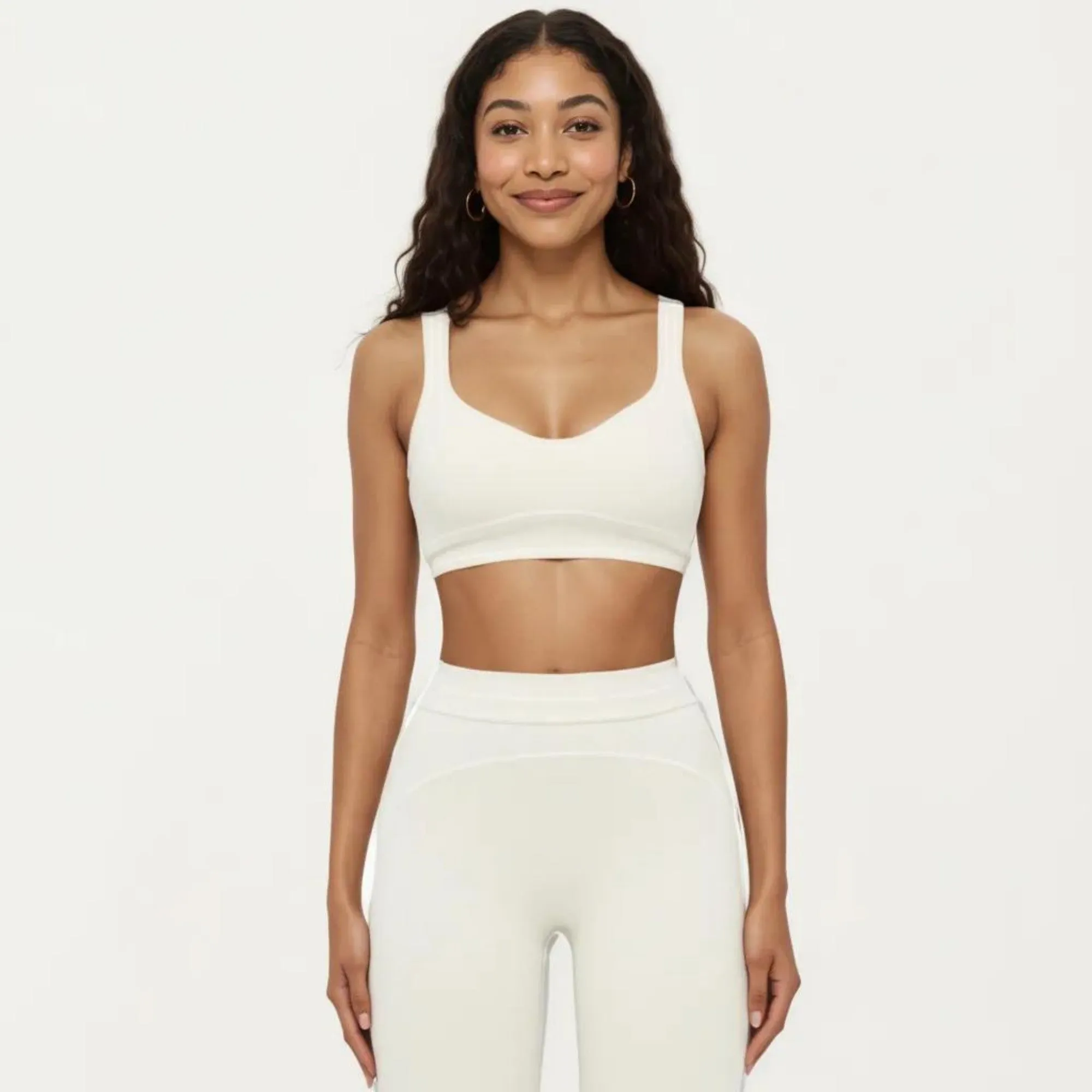 Anna-Kaci Active Women's Ribbed Fitted Sports Bra Top with Scoop Neck Contrast Trim and Medium Support sold by Anna-Kaci product image thumbnail 2