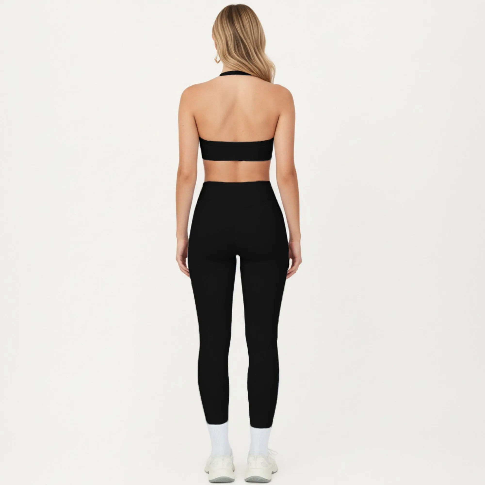 Anna-Kaci Active Women's Halter Neck Twist Front Sports Bra Top with V Neckline and Smooth Stretch Support sold by Anna-Kaci product image thumbnail 4