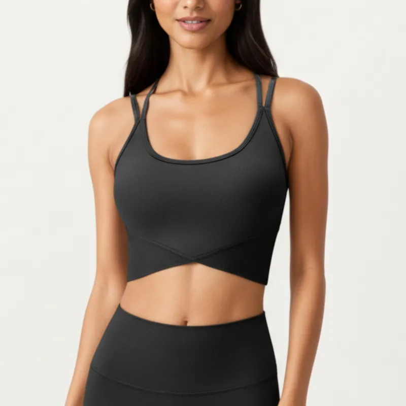 Anna-Kaci Active Women's Strappy Back Sports Bra with Scoop Neckline and Wide Support Band made by Anna-Kaci