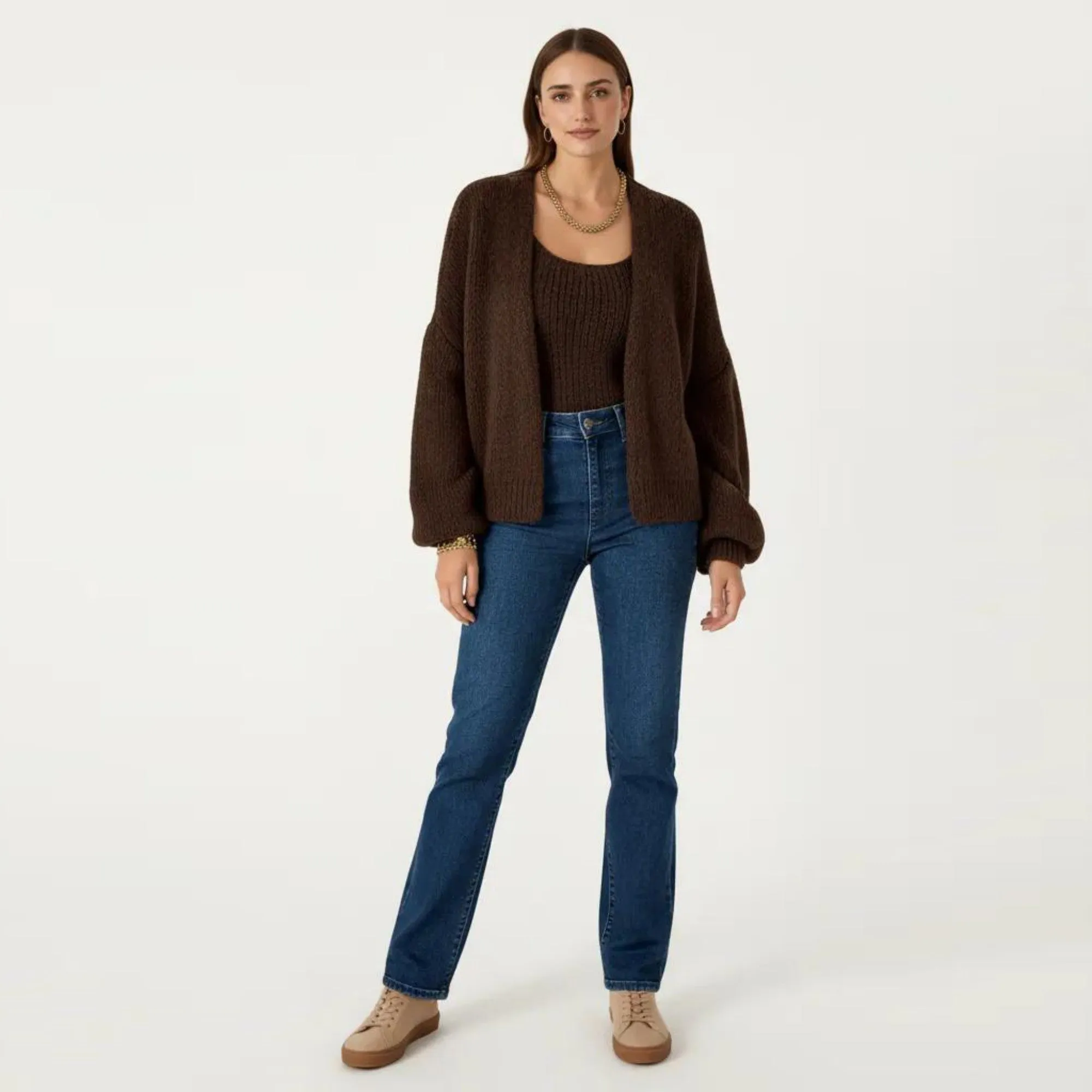 Anna-Kaci Women's 2-Piece Knit Tank and Cardigan Set with Ribbed Texture Scoop Neck and Long Sleeves sold by Anna-Kaci product image thumbnail 2