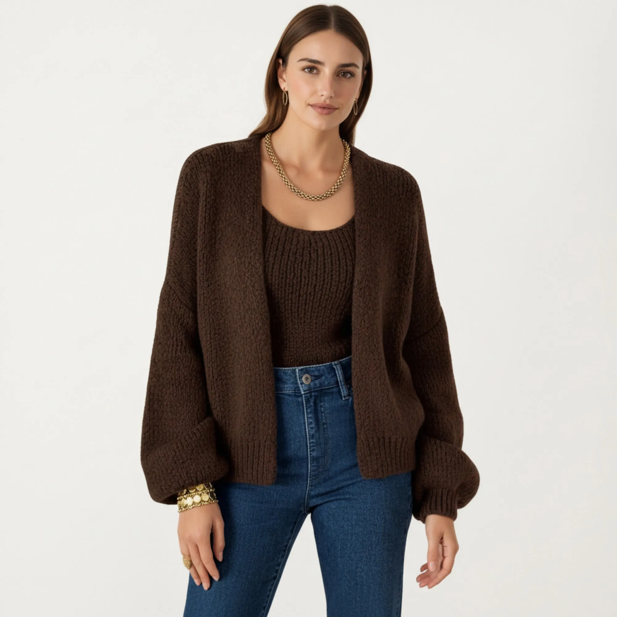 Anna-Kaci Women's 2-Piece Knit Tank and Cardigan Set with Ribbed Texture Scoop Neck and Long Sleeves sold by Anna-Kaci product image thumbnail 4