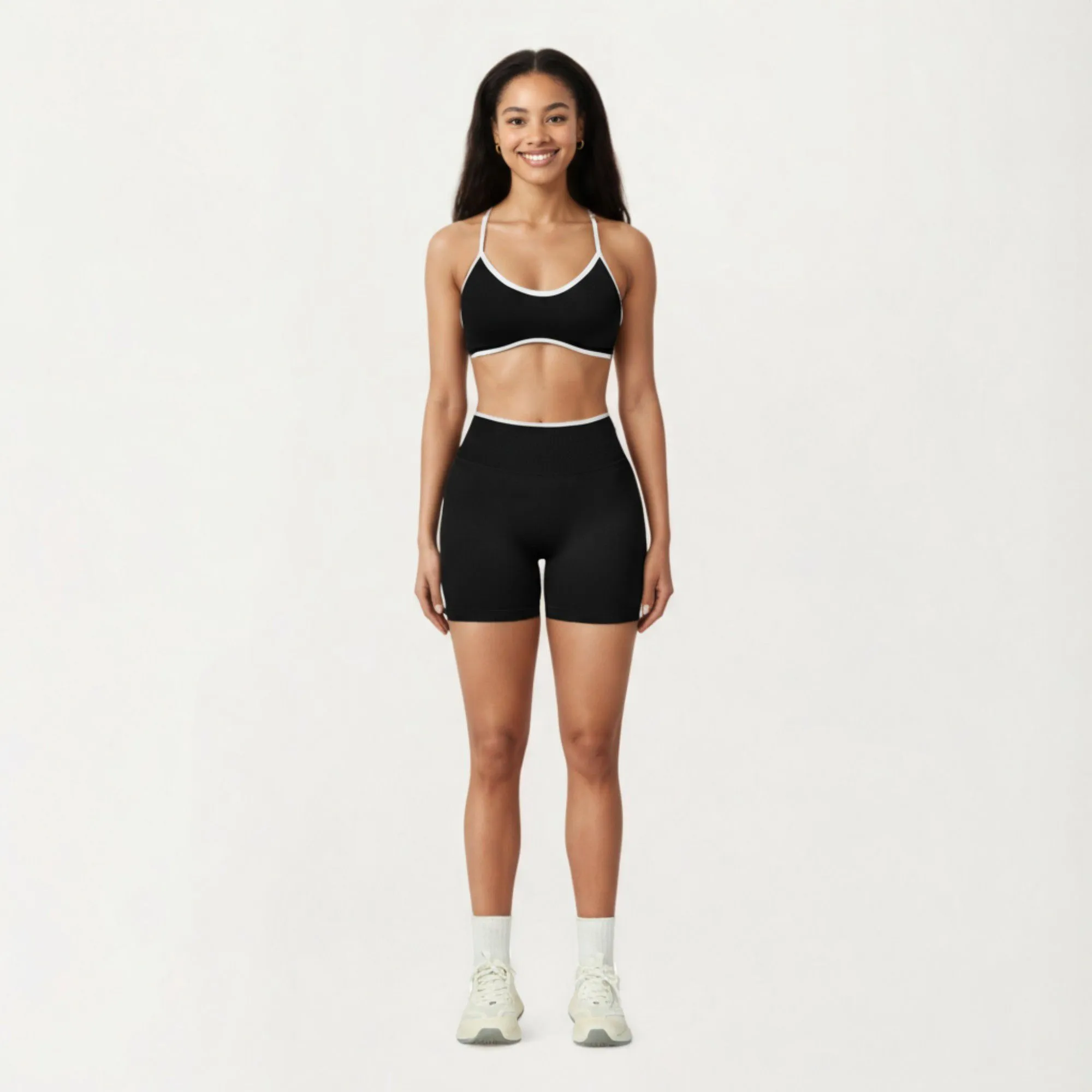 Anna-Kaci Active Women's Contrast Trim Scoop Neck Sports Bra with Adjustable Spaghetti Straps sold by Anna-Kaci product image thumbnail 3