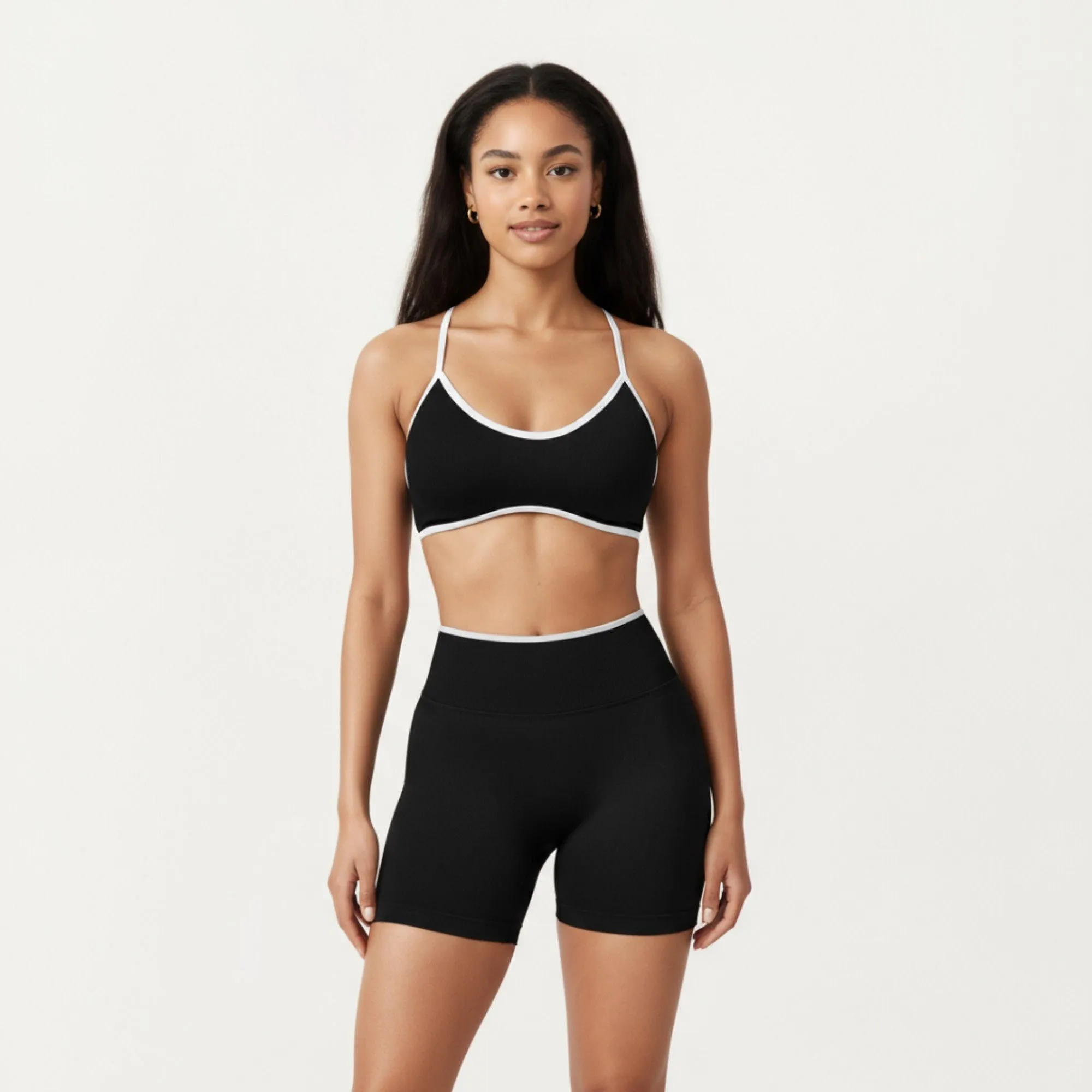 Anna-Kaci Active Women's Contrast Trim Scoop Neck Sports Bra with Adjustable Spaghetti Straps sold by Anna-Kaci product image thumbnail 2