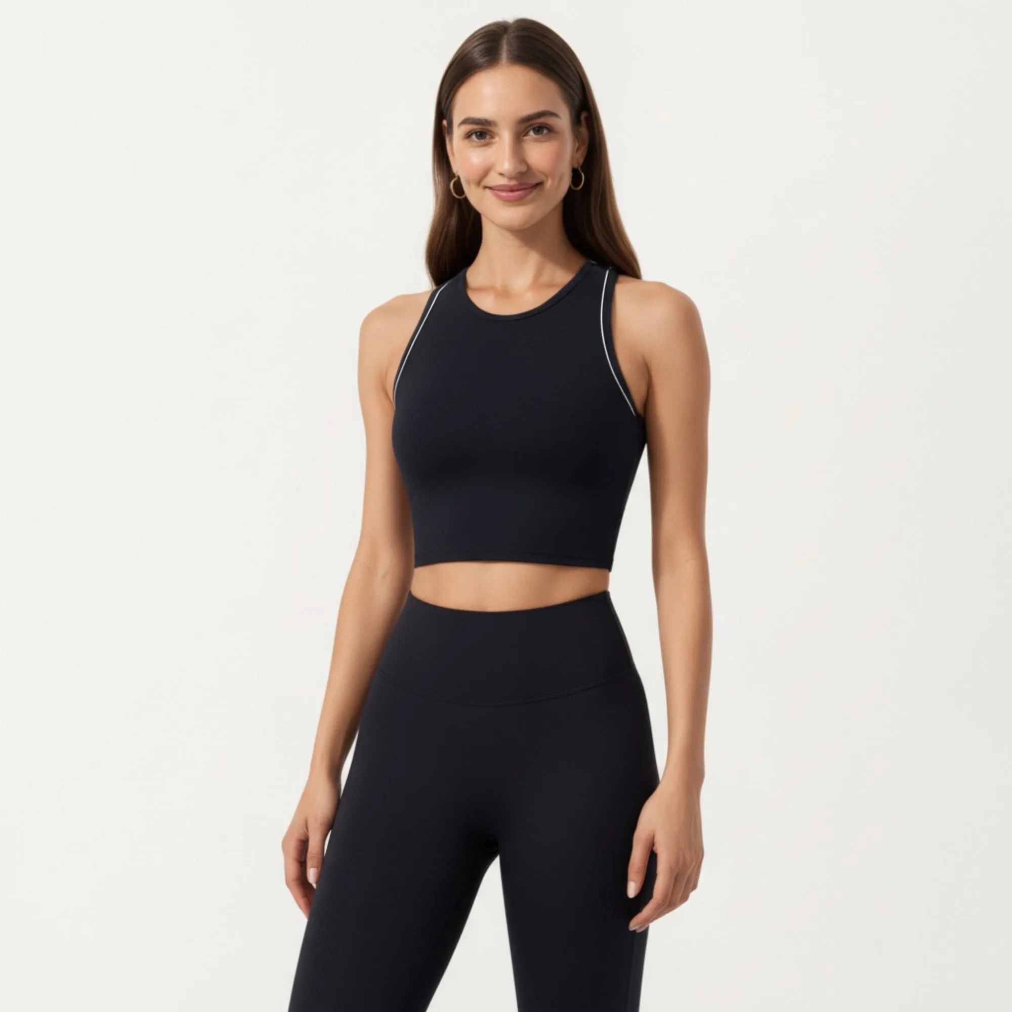 Anna-Kaci Active Women's Sleeveless Cropped Fitted Active Tank Top with Contrast Trim and Smooth Stretch Fabric sold by Anna-Kaci product image thumbnail 2