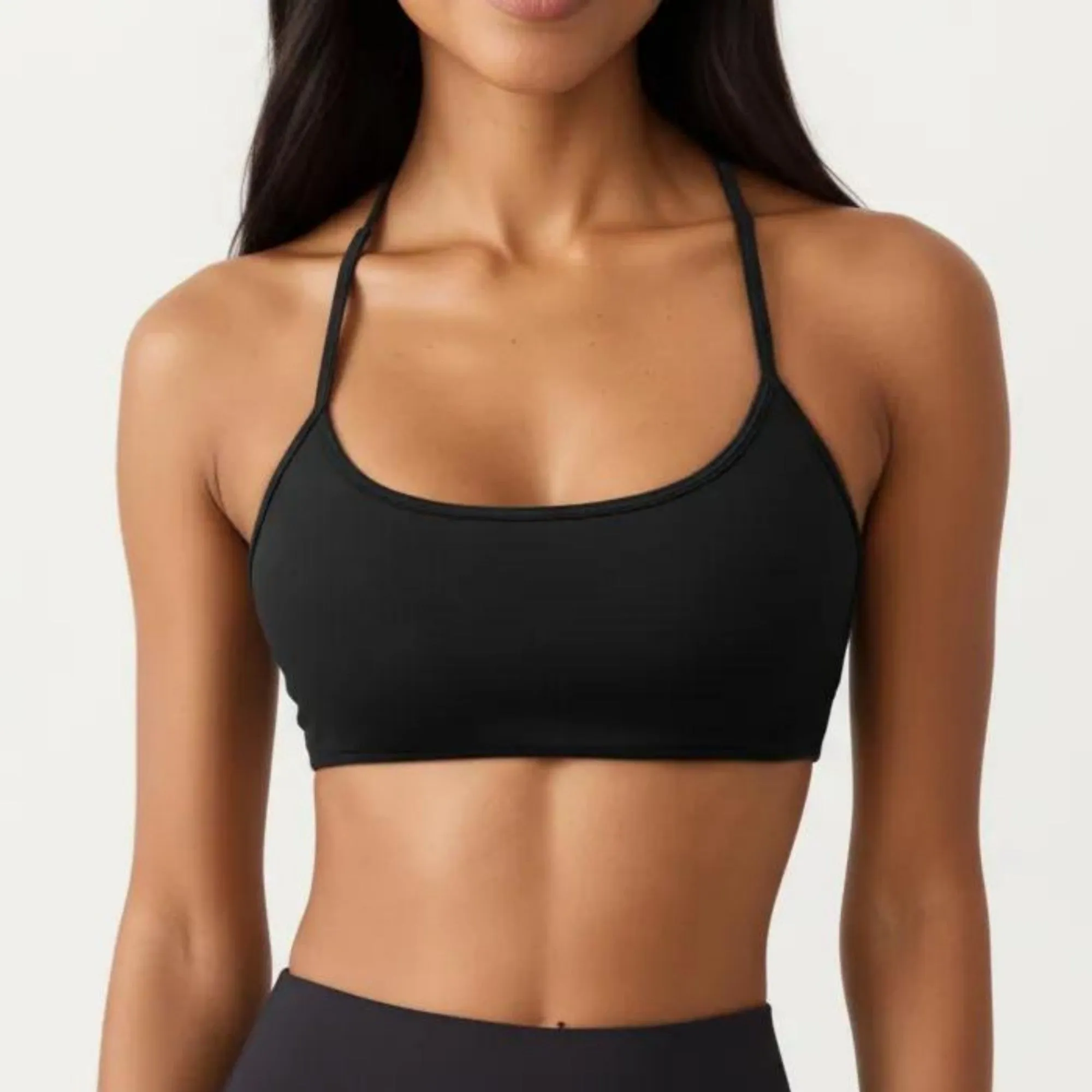 Anna-Kaci Active Women's Strappy Back Sports Bra with Scoop Neckline and Stretch Knit Fabric sold by Anna-Kaci