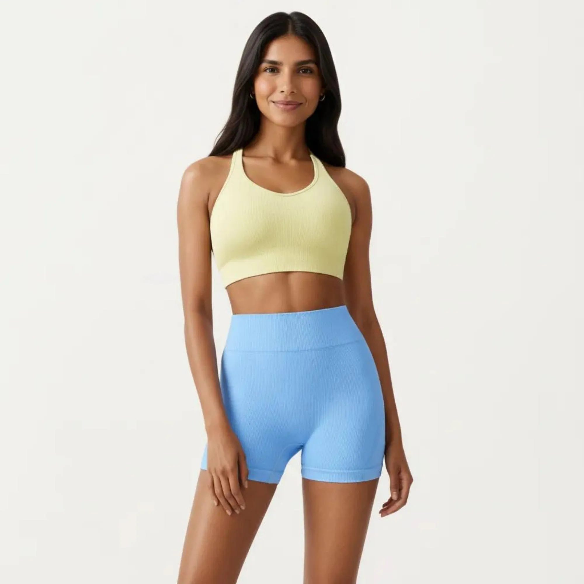 Anna-Kaci Active Women's Ribbed Sports Bra with Scoop Neckline and Stretch Knit Fabric sold by Anna-Kaci product image thumbnail 2