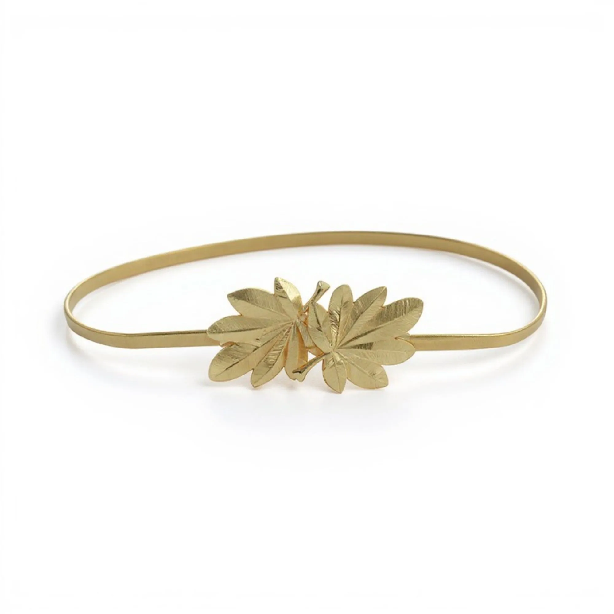 Anna-Kaci Women's Slim Metal Leaf Accent Waist Belt Decorative Fashion Belt sold by Anna-Kaci product image thumbnail 5