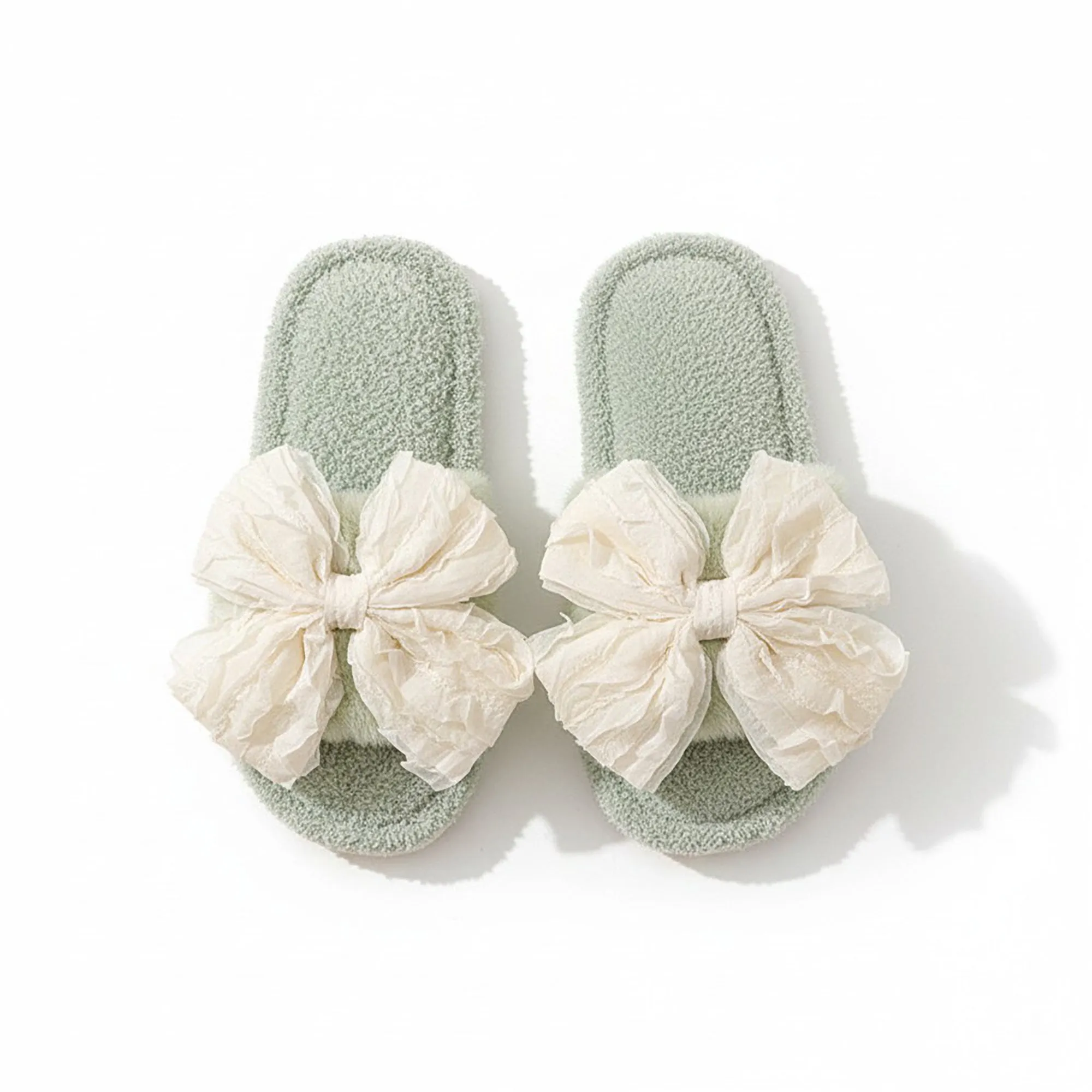 Anna-Kaci Lounge Women's Plush Slide House Slippers with Valentine Ruffled Bow Detail and Cushioned Footbed sold by Anna-Kaci product image thumbnail 2