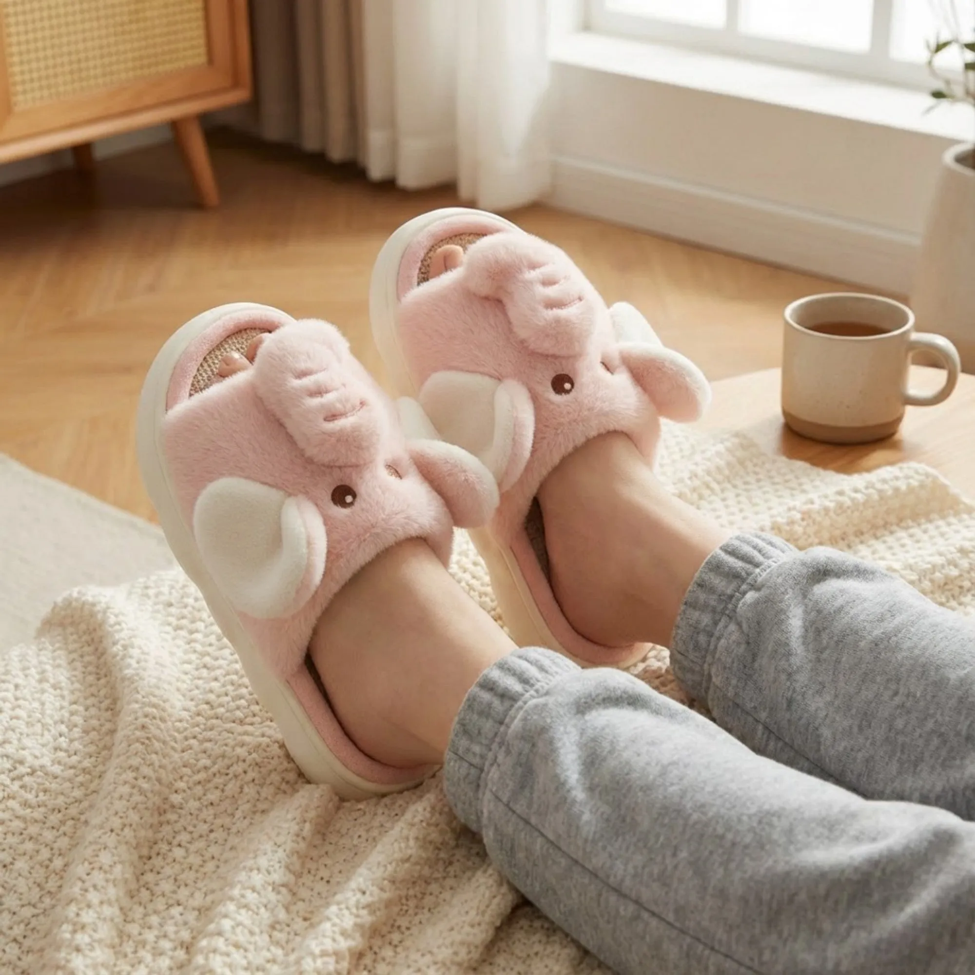 Anna-Kaci Lounge Women's Plush Animal Slide House Slippers with Elephant Design and Soft Cushioned Footbed sold by Anna-Kaci product image thumbnail 4