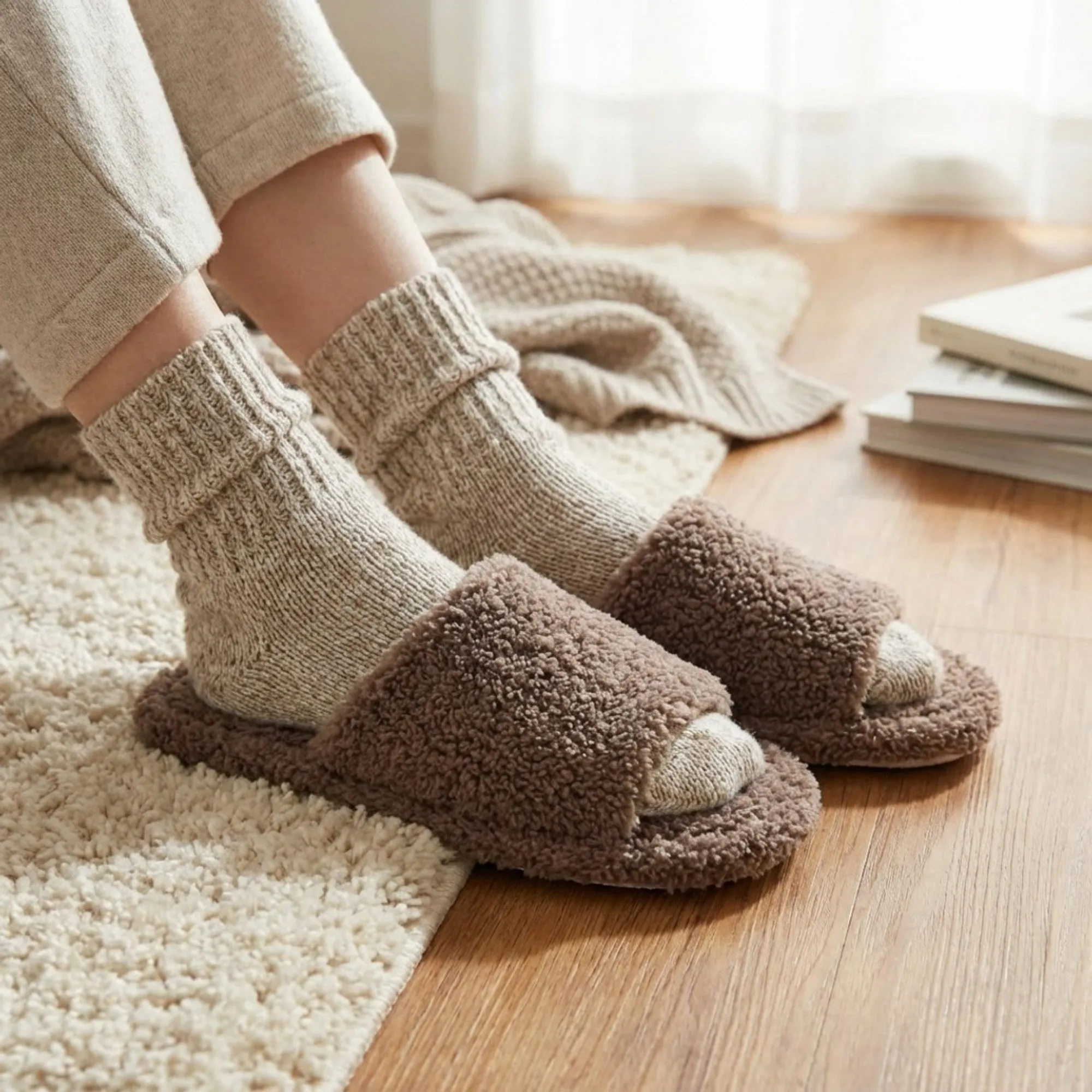 Anna-Kaci Lounge Women's Plush Slide House Slippers with Soft Textured Upper and Cushioned Comfort Footbed sold by Anna-Kaci product image thumbnail 4