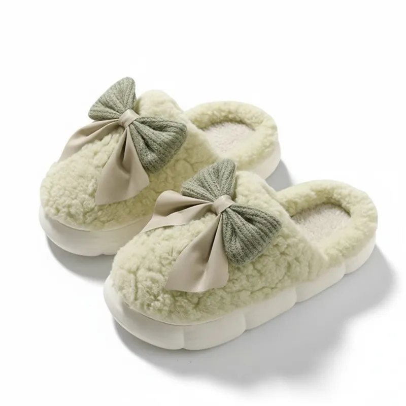 Anna-Kaci Lounge Women's Plush Mule House Slippers with Valentine Oversized Bow Accent and Soft Cushioned Footbed made by Anna-Kaci