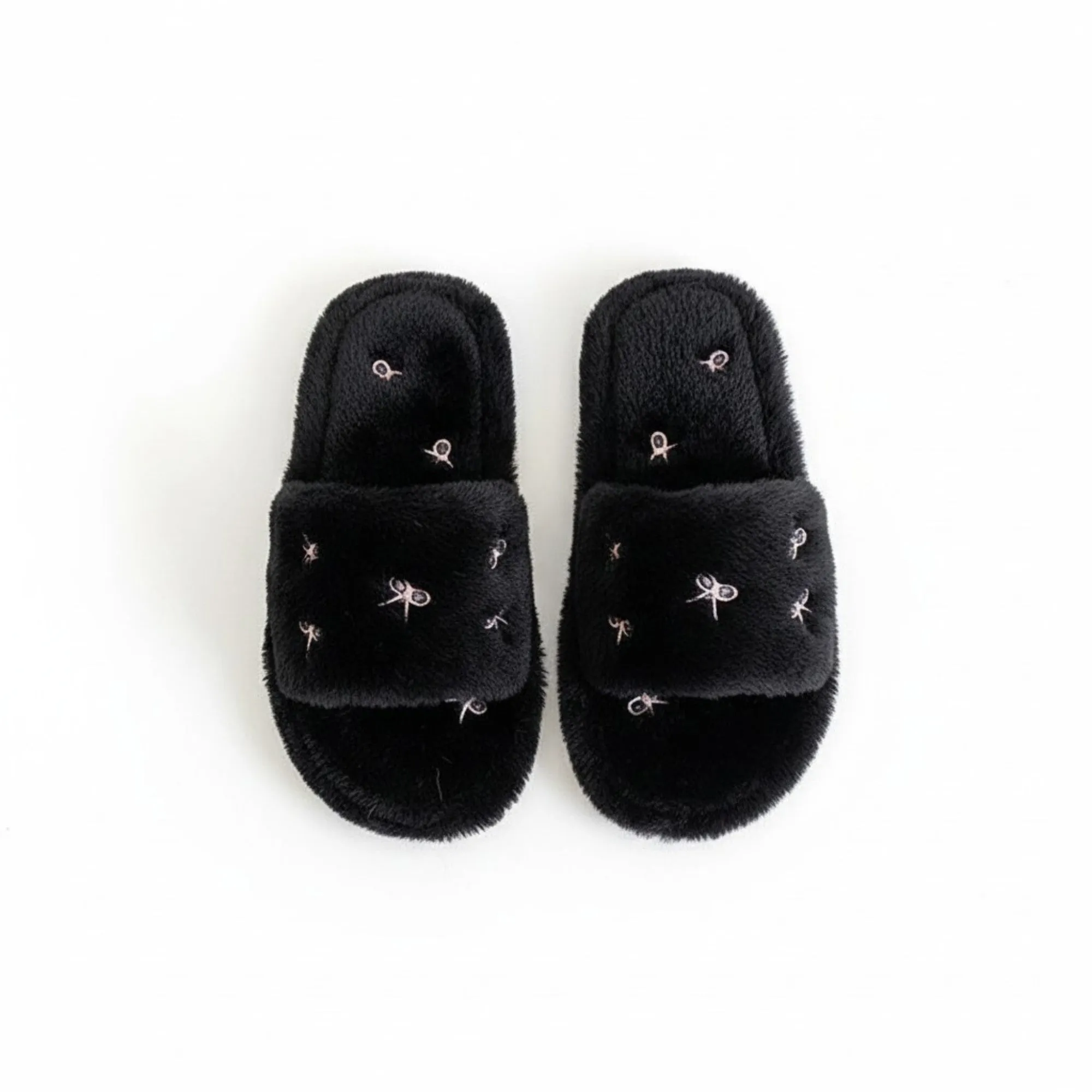 Anna-Kaci Lounge Women's Valentine Plush Slide House Slippers with Embroidered Bow Detail and Soft Cushioned Footbed sold by Anna-Kaci product image thumbnail 2