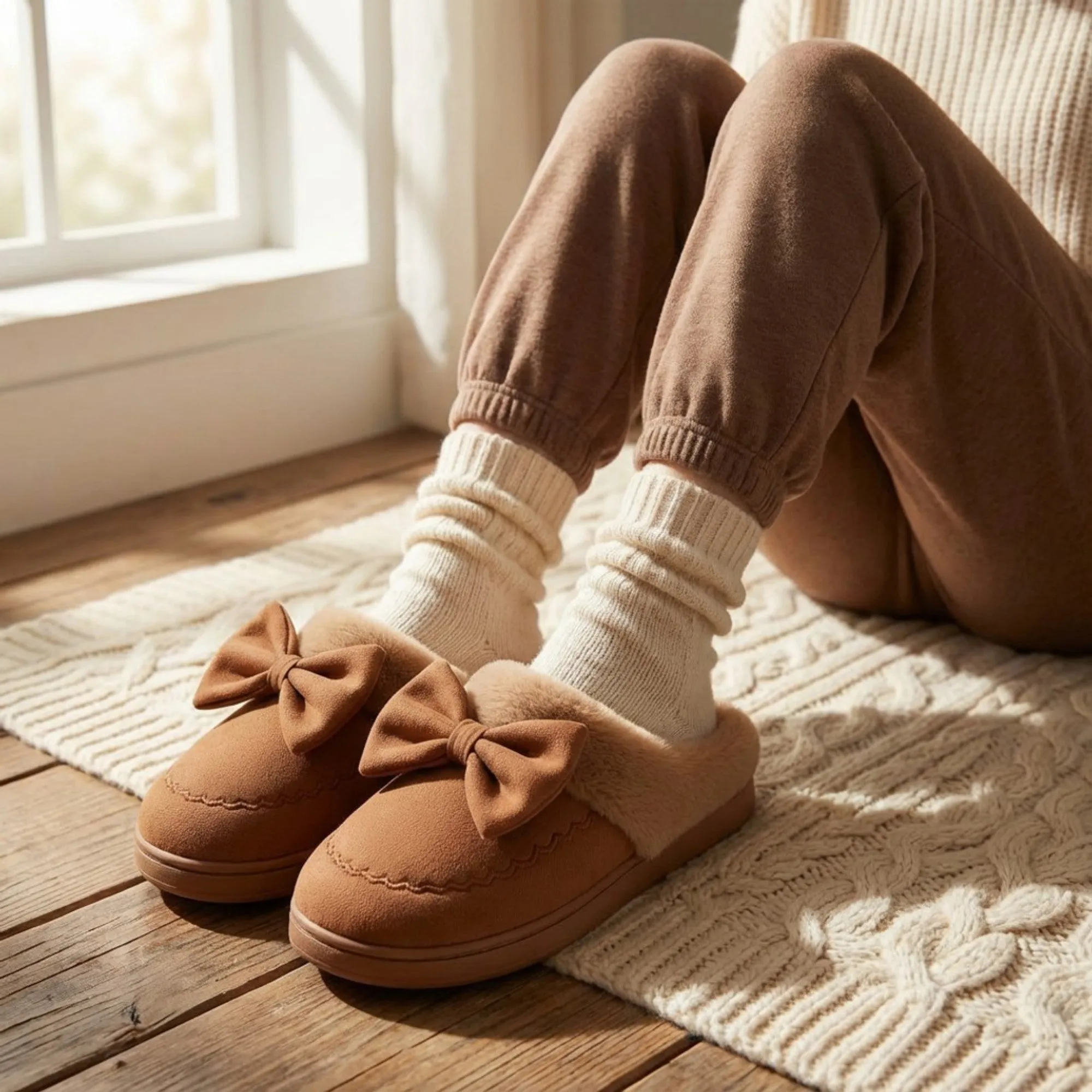 Anna-Kaci Lounge Women's Closed Toe Mule House Slippers with Decorative Bow Detail and Cushioned Sole sold by Anna-Kaci product image thumbnail 3