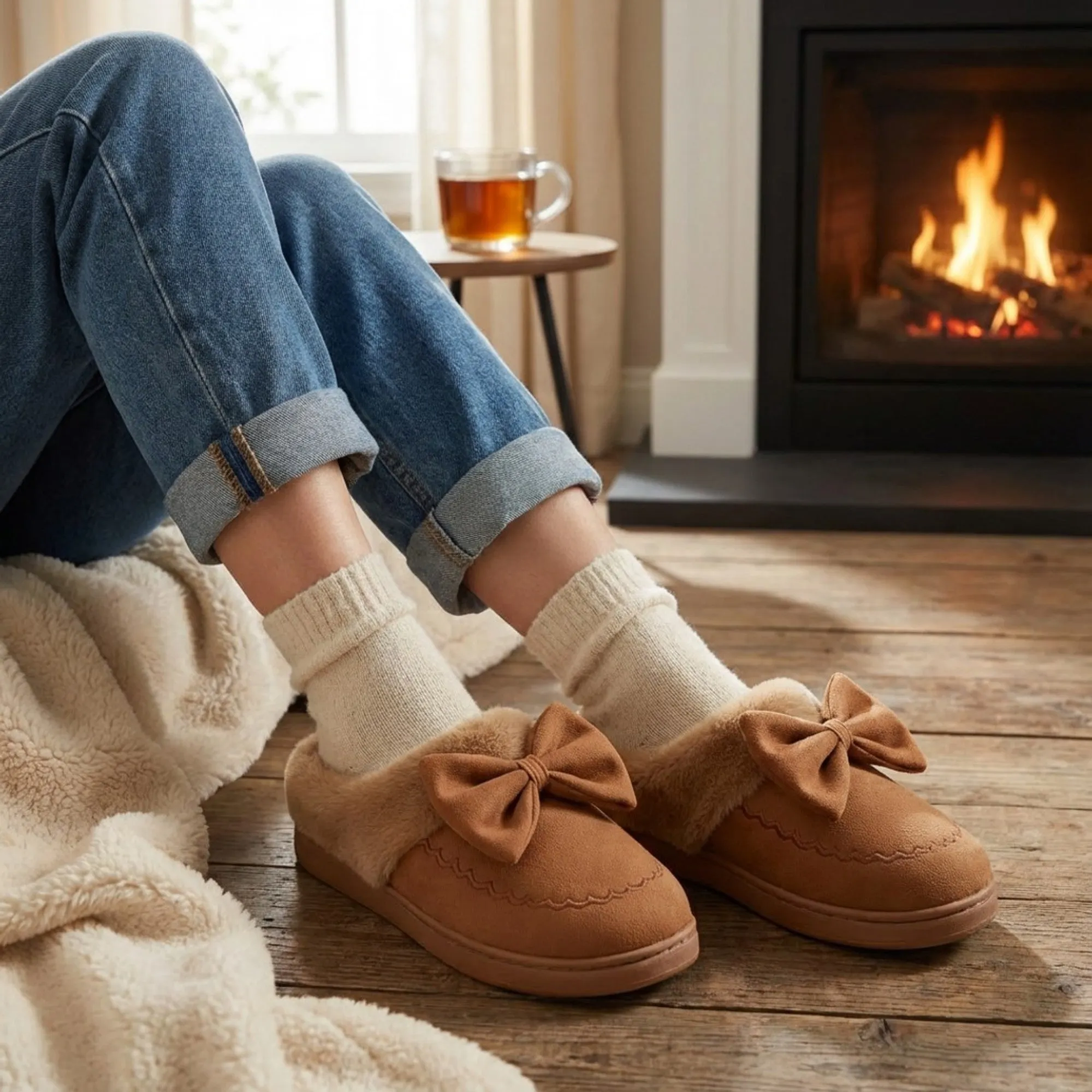 Anna-Kaci Lounge Women's Closed Toe Mule House Slippers with Decorative Bow Detail and Cushioned Sole sold by Anna-Kaci product image thumbnail 4