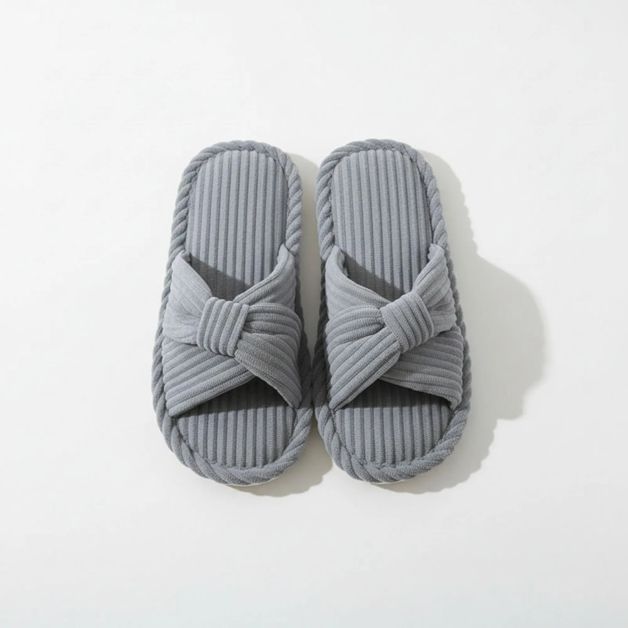 Anna-Kaci Lounge Women's Ribbed Crisscross Slide House Slippers with Textured Knit Upper and Cushioned Footbed sold by Anna-Kaci product image thumbnail 2