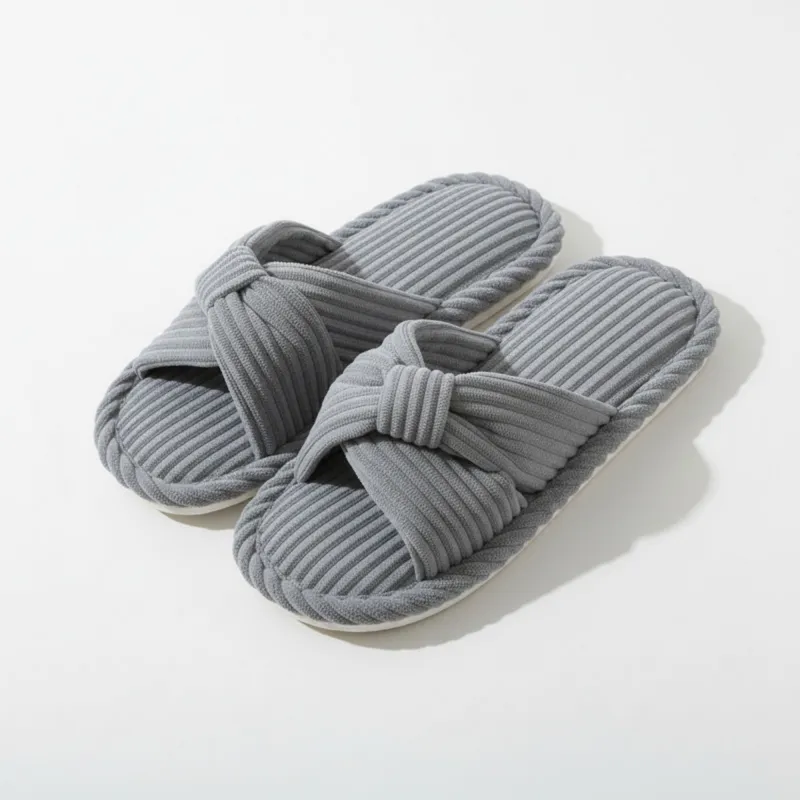 Anna-Kaci Lounge Women's Ribbed Crisscross Slide House Slippers with Textured Knit Upper and Cushioned Footbed made by Anna-Kaci