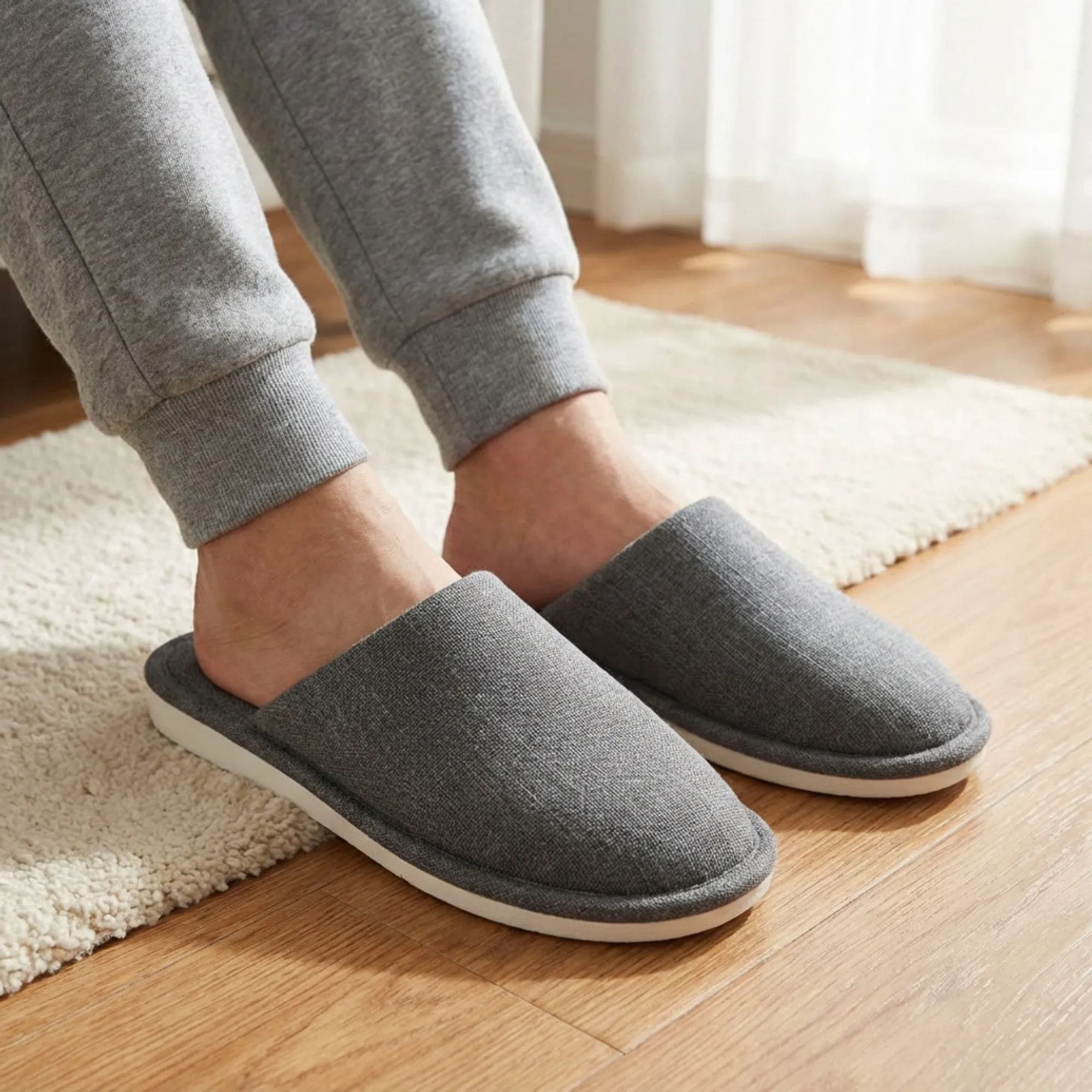 Anna-Kaci Lounge Women's Closed Toe Slide House Slippers with Woven Texture Upper and Cushioned Footbed sold by Anna-Kaci product image thumbnail 3