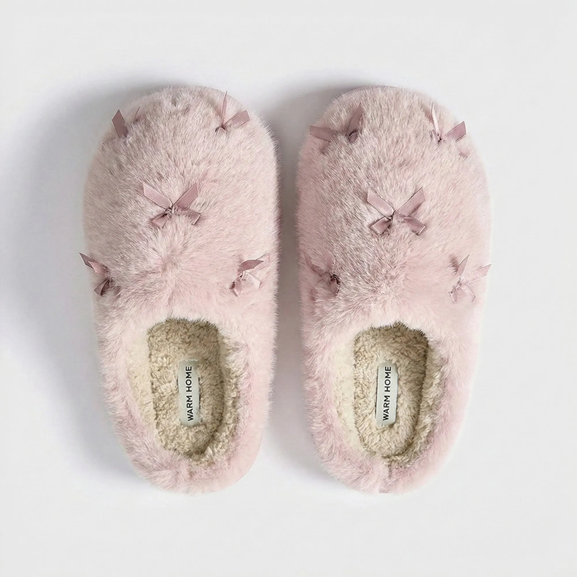 Anna-Kaci Lounge Women's Valentine Plush Closed Toe Slide House Slippers with Mini Bow Accents and Cushioned Sole sold by Anna-Kaci product image thumbnail 2