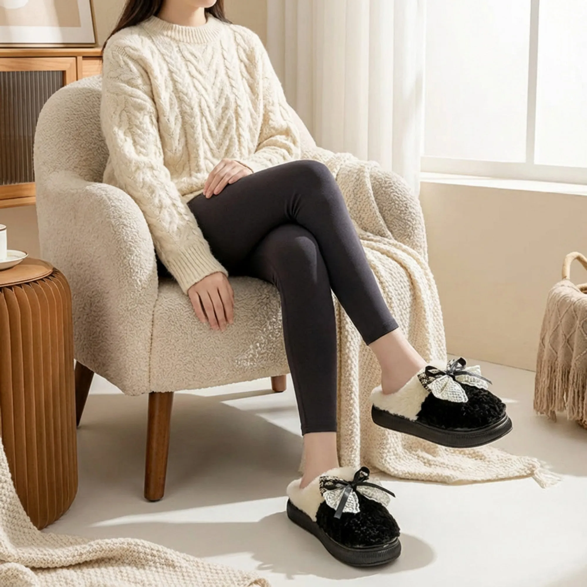 Anna-Kaci Lounge Women's Valentine Plush Closed Toe Mule House Slippers with Decorative Bow and Cushioned Sole sold by Anna-Kaci product image thumbnail 4