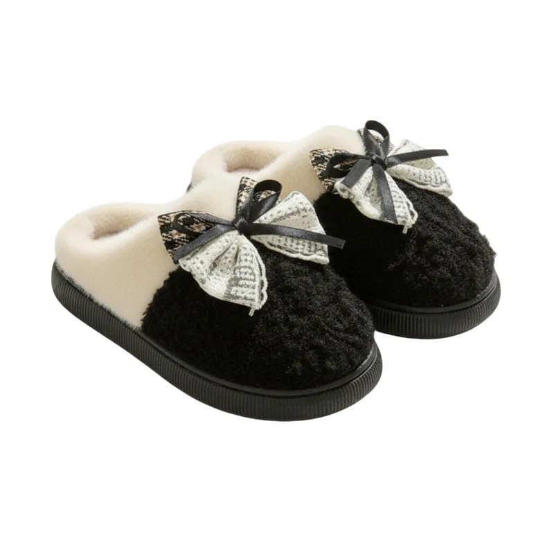Anna-Kaci Lounge Women's Valentine Plush Closed Toe Mule House Slippers with Decorative Bow and Cushioned Sole made by Anna-Kaci