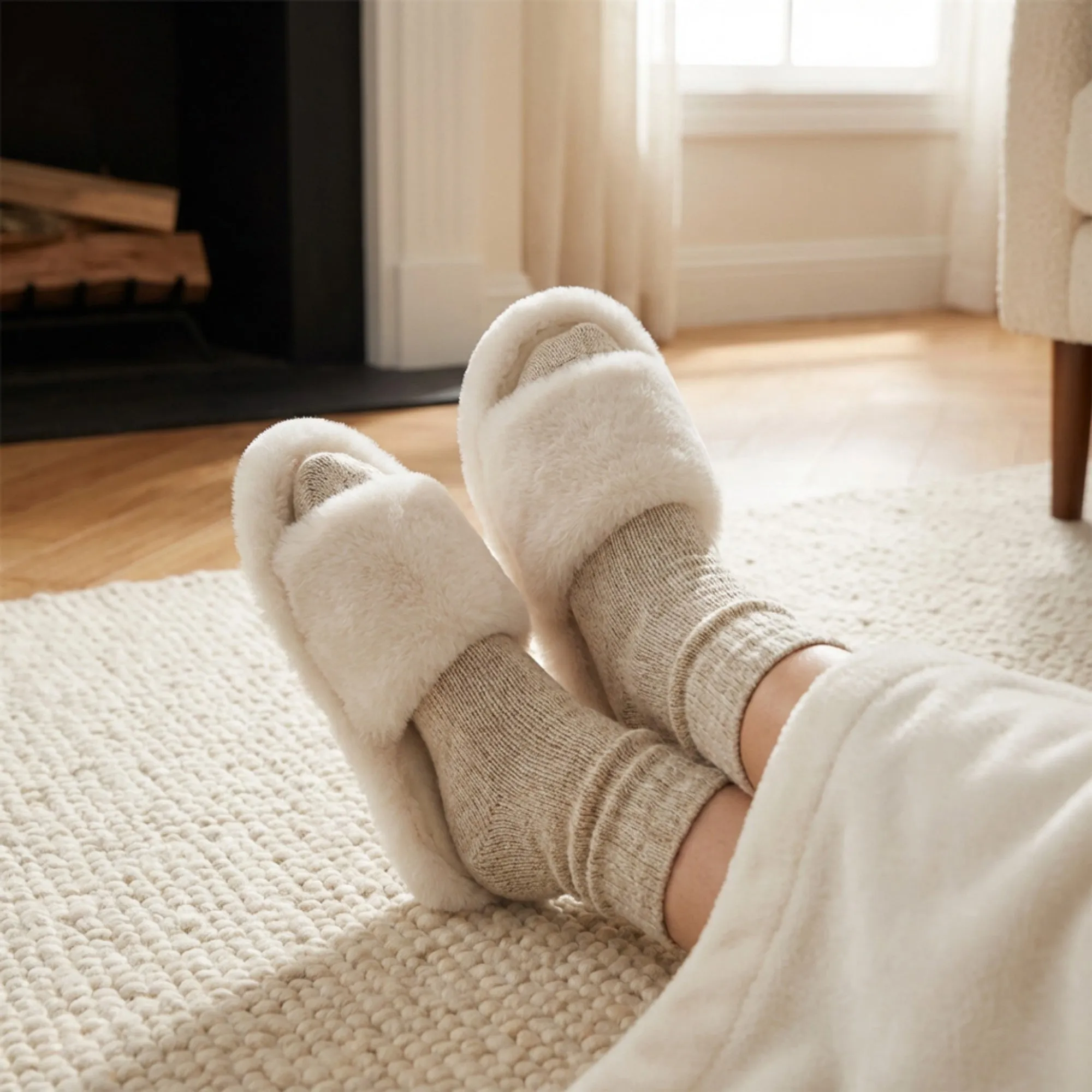 Anna-Kaci Lounge Women's Plush Open Toe Slide House Slippers with Wide Soft Upper and Cushioned Footbed sold by Anna-Kaci product image thumbnail 3