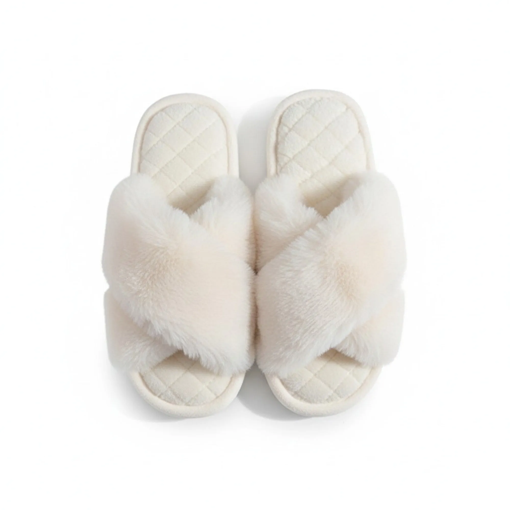Anna-Kaci Lounge Women's Plush Crisscross Valentine Slide House Slippers with Quilted Cushioned Footbed sold by Anna-Kaci product image thumbnail 2