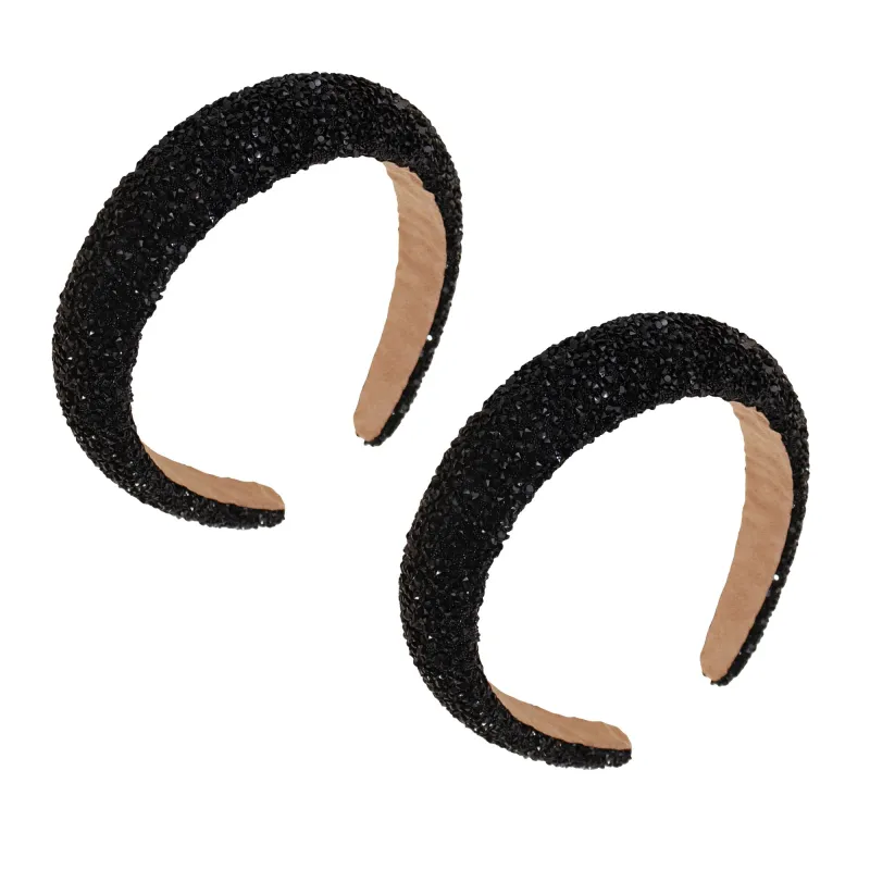 Anna-Kaci Womens Rhinestone Padded Headbands Two Pack Wide Sparkle Hair Accessories made by Anna-Kaci