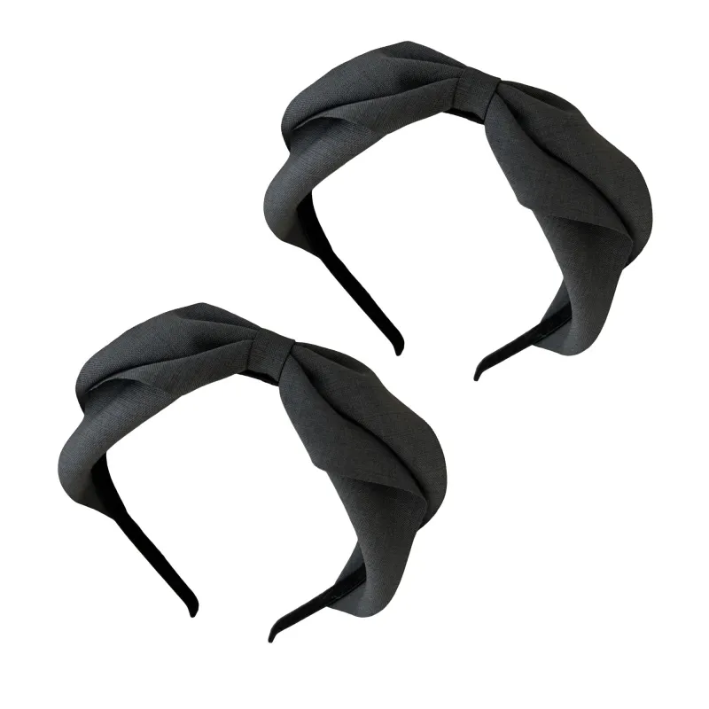 Womens Fabric Bow Headbands Two Pack Soft Structured Headband Set made by Anna-Kaci