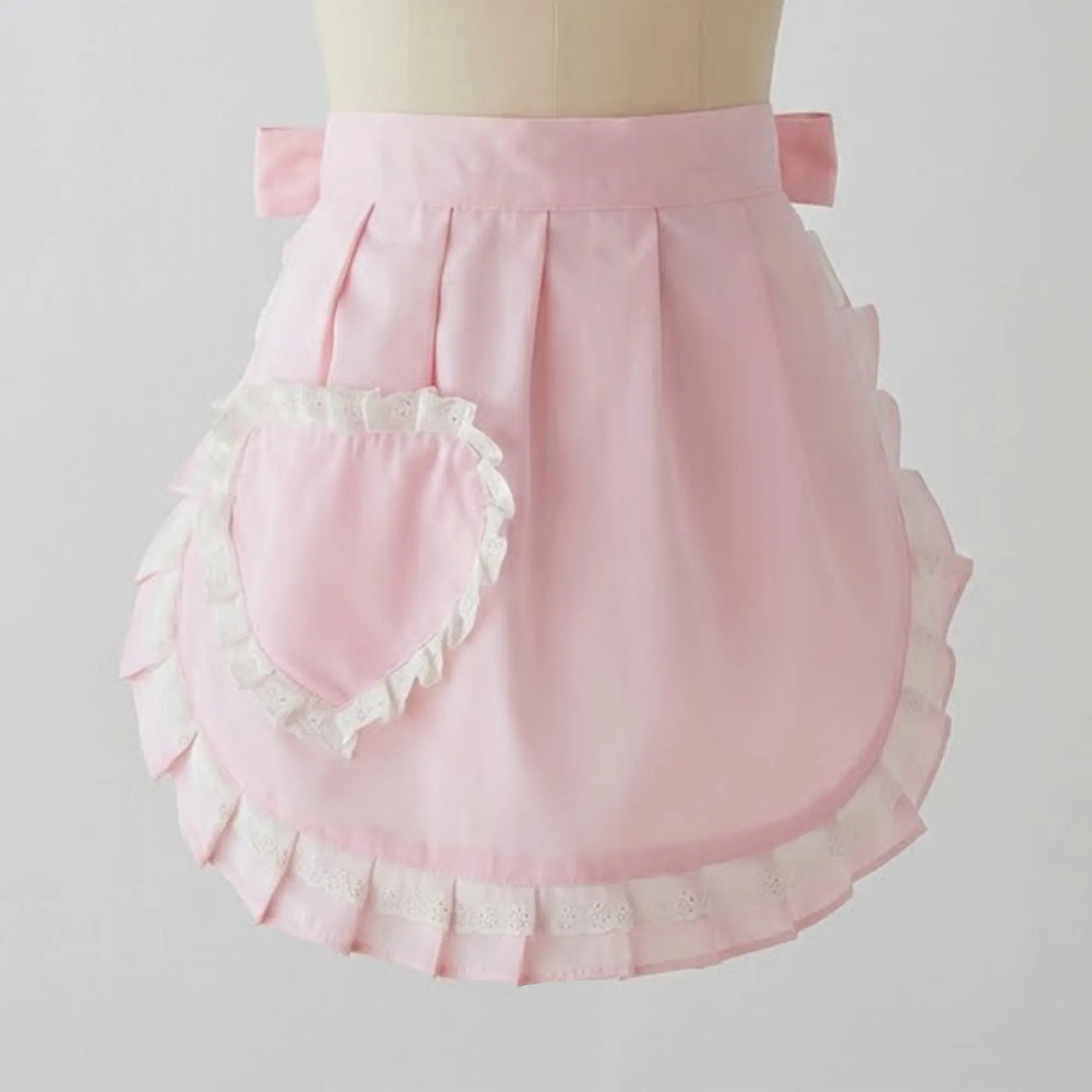 Anna-Kaci Decorative Waist Apron with Ruffle Trim Heart Pocket and Adjustable Ties sold by Anna-Kaci product image thumbnail 3