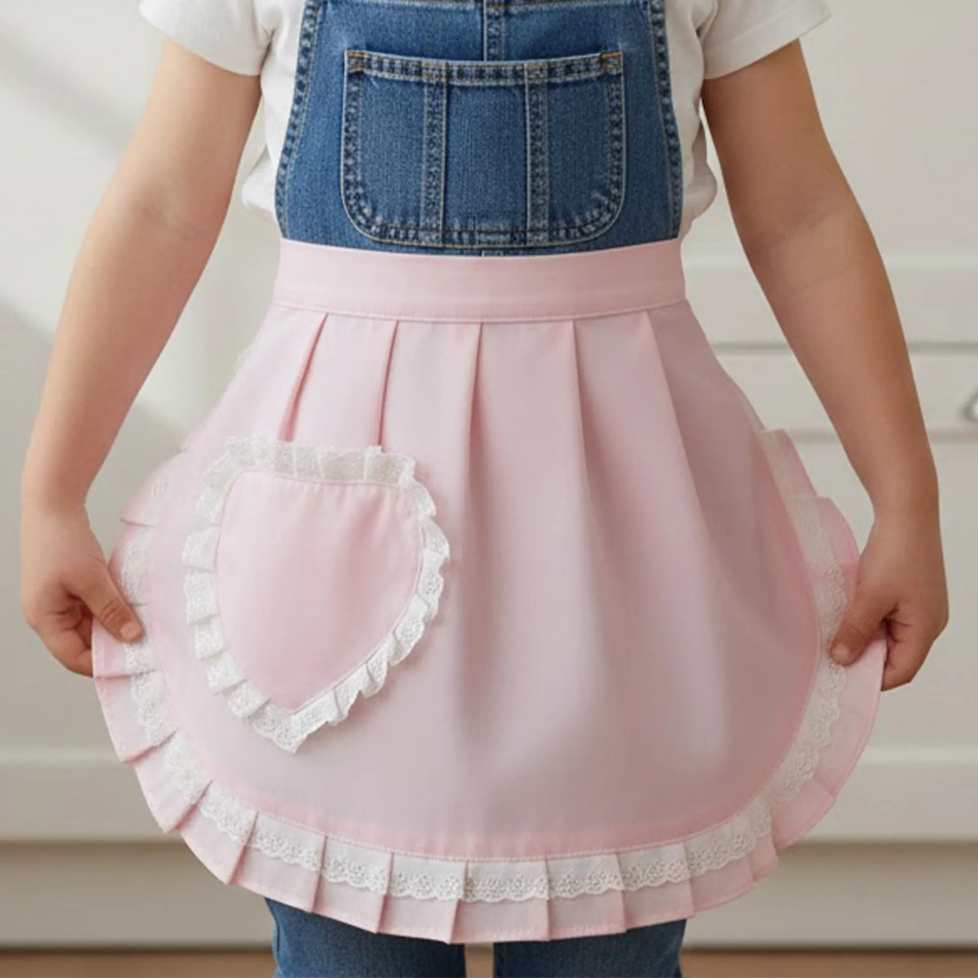 Anna-Kaci Decorative Waist Apron with Ruffle Trim Heart Pocket and Adjustable Ties sold by Anna-Kaci product image thumbnail 4