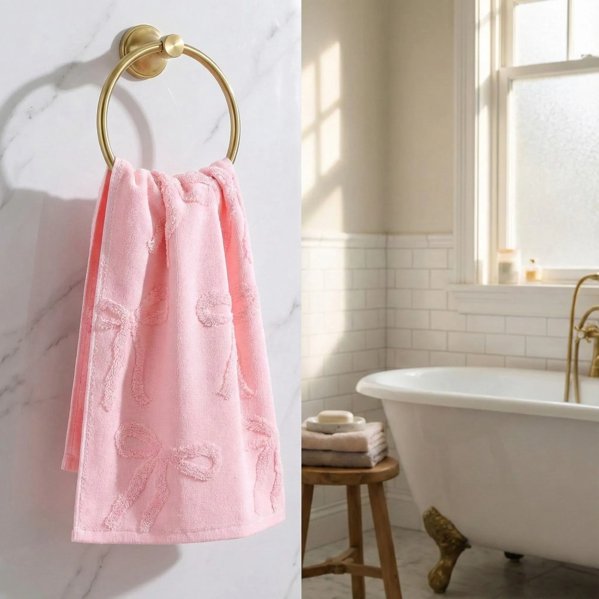 Anna-Kaci Soft Decorative Bow Textured Hand Towels Set with Raised Jacquard Design 2 Pack sold by Anna-Kaci product image thumbnail 3