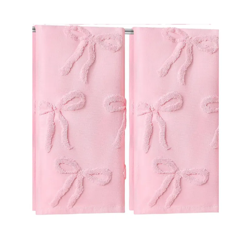 Anna-Kaci Soft Decorative Bow Textured Hand Towels Set with Raised Jacquard Design 2 Pack made by Anna-Kaci