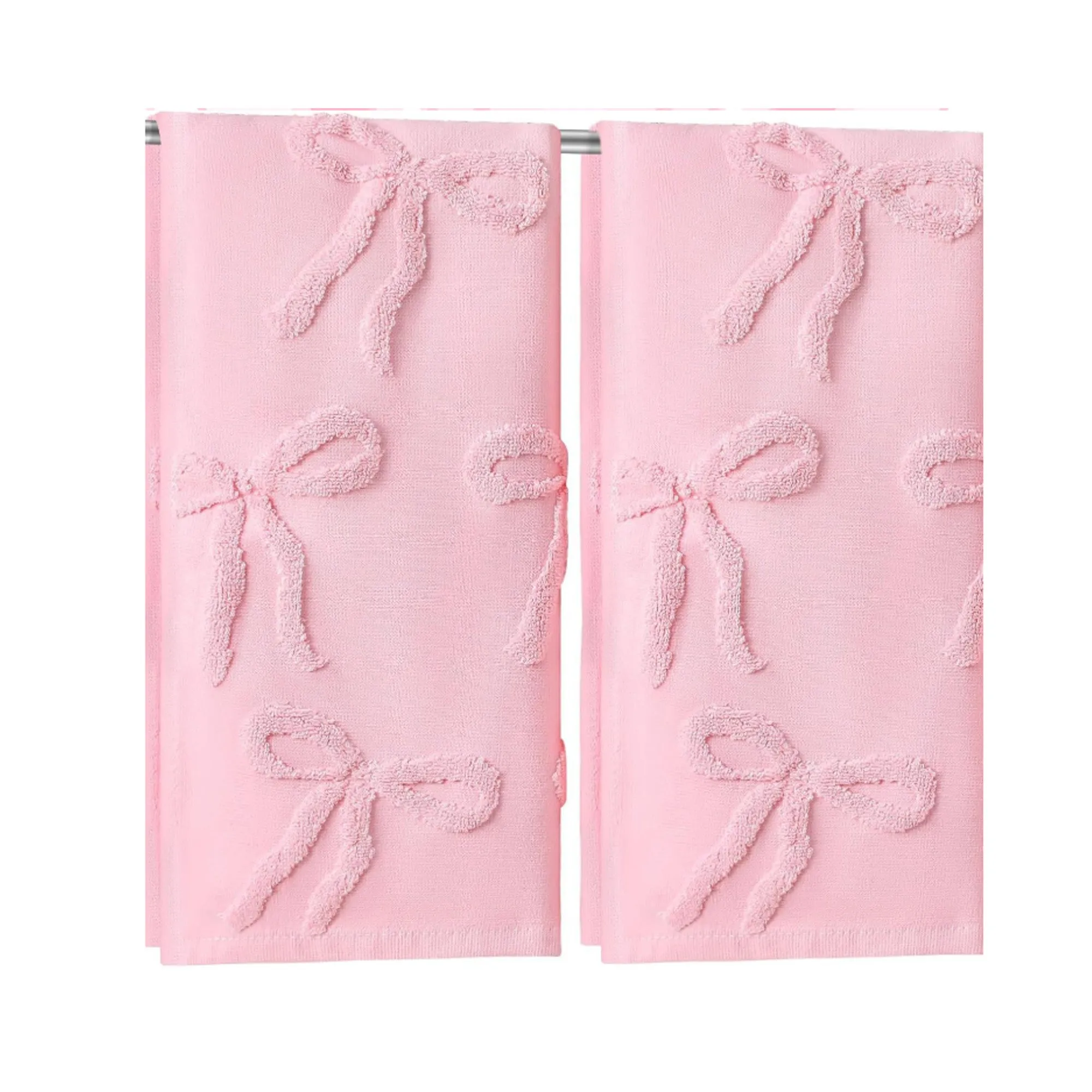 Anna-Kaci Soft Decorative Bow Textured Hand Towels Set with Raised Jacquard Design 2 Pack sold by Anna-Kaci