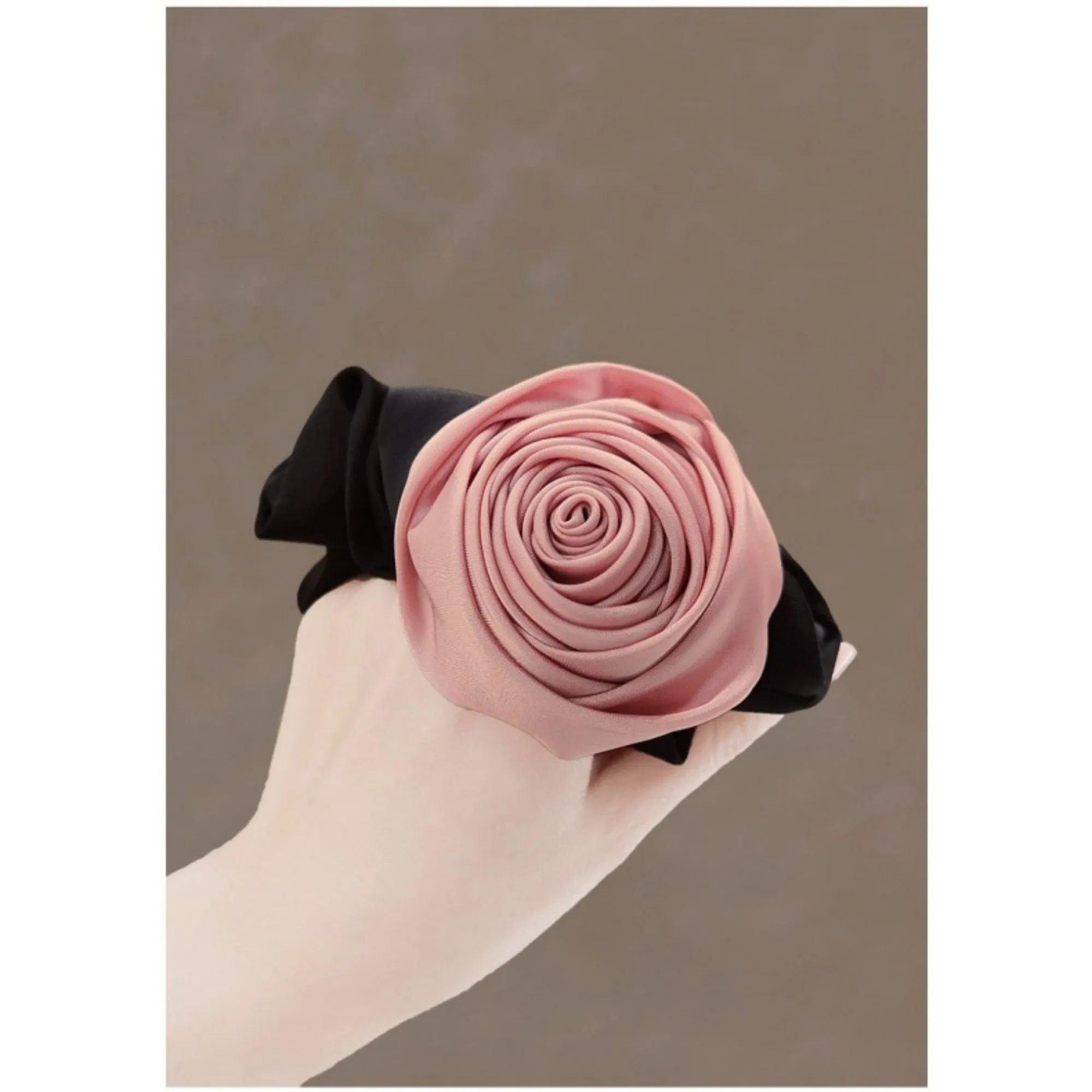 Anna-Kaci Women's 3-Piece Scrunchie Set with Sculpted Fabric Rose and Gathered Elastic Hair Ties 3.5in (Rose 2.5in) sold by Anna-Kaci product image thumbnail 2