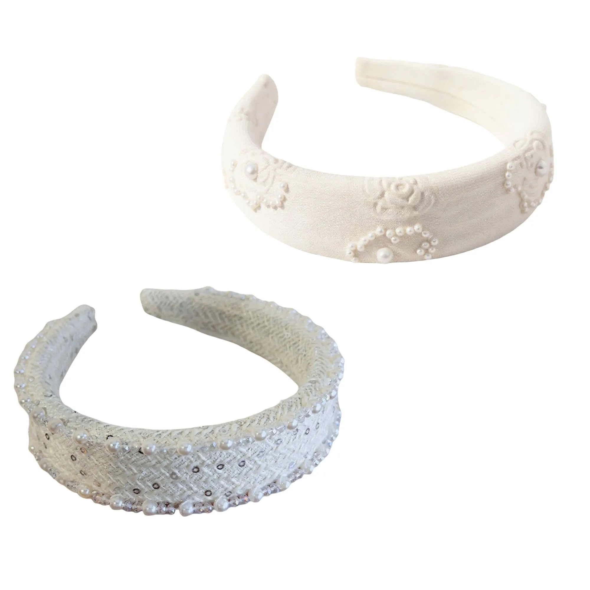 Anna-Kaci 2pcs Women's Padded Satin Fashion Headband with Pearl Design and Crystal Bead Embellishments 6.3x4.7x1.2in sold by Anna-Kaci product image thumbnail 4