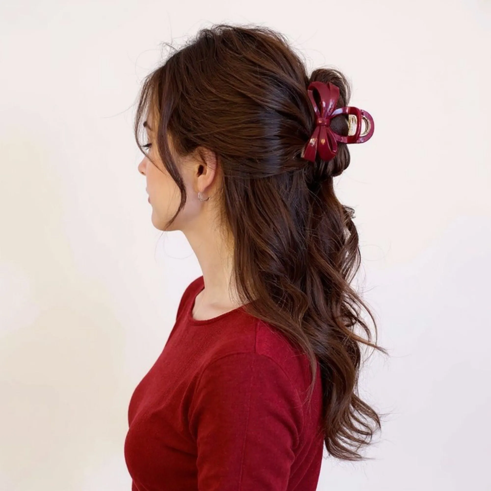 Anna-Kaci 2pcs Glossy Bow Hair Claw Clip with Curved Design and Strong Spring Grip 3in sold by Anna-Kaci product image thumbnail 3
