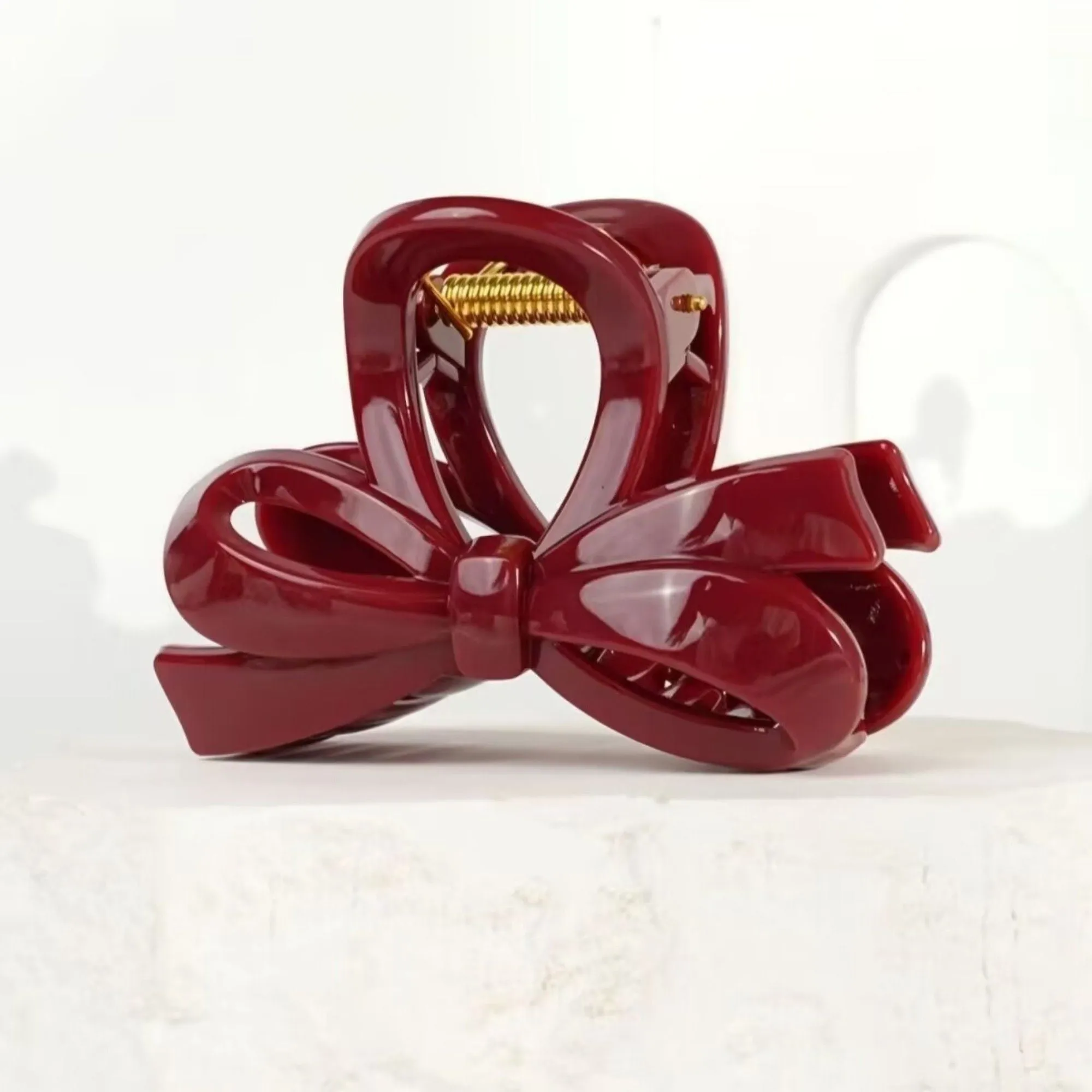 Anna-Kaci 2pcs Glossy Bow Hair Claw Clip with Curved Design and Strong Spring Grip 3in sold by Anna-Kaci product image thumbnail 4