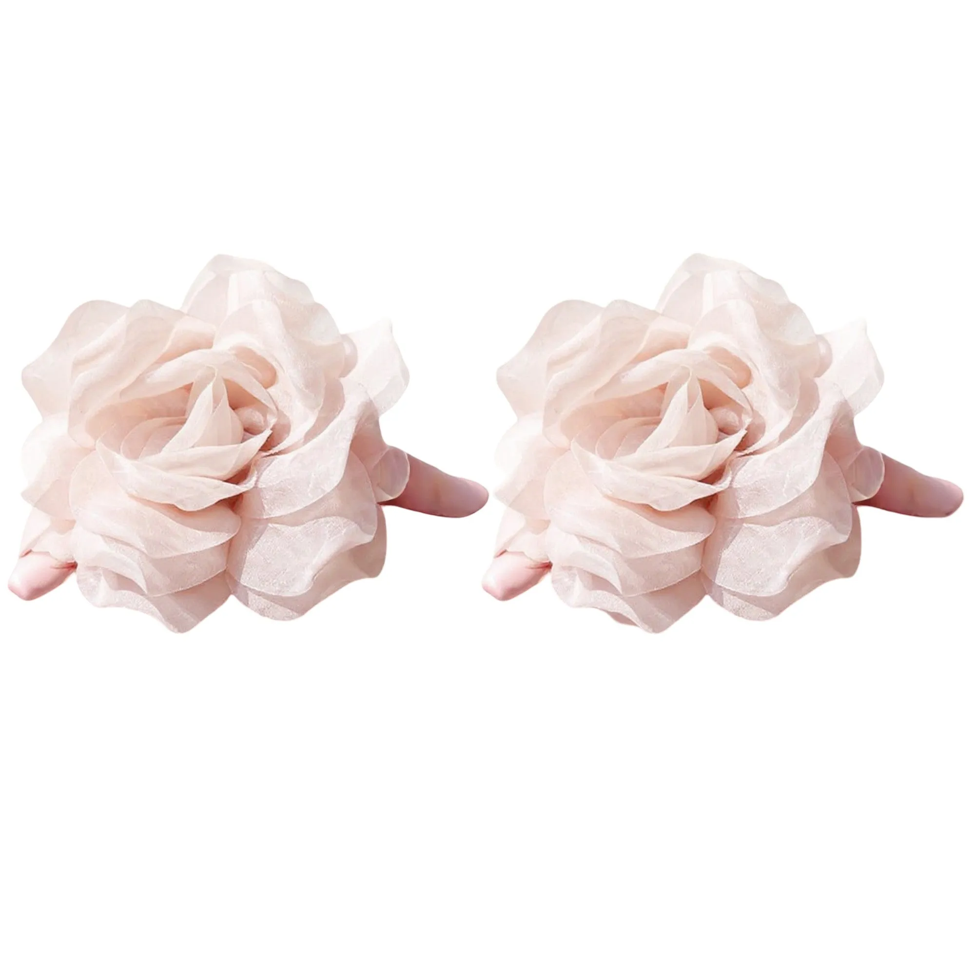 Anna-Kaci 2pcs Large Sheer Fabric Flower Hair Clip with Layered Petal Design 5in sold by Anna-Kaci product image thumbnail 2