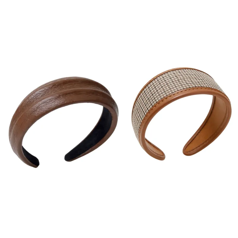 Anna-Kaci 2pcs Textured Fabric Headband with Oversized Ring Accent 6.3x4.7x1.2in made by Anna-Kaci
