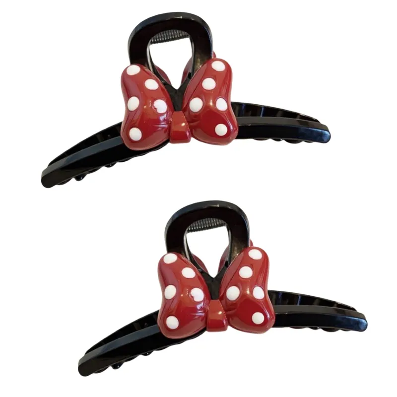 Anna-Kaci 2pcs Bow Hair Claw Clip with Polka Dot Design and Strong Grip 6in made by Anna-Kaci