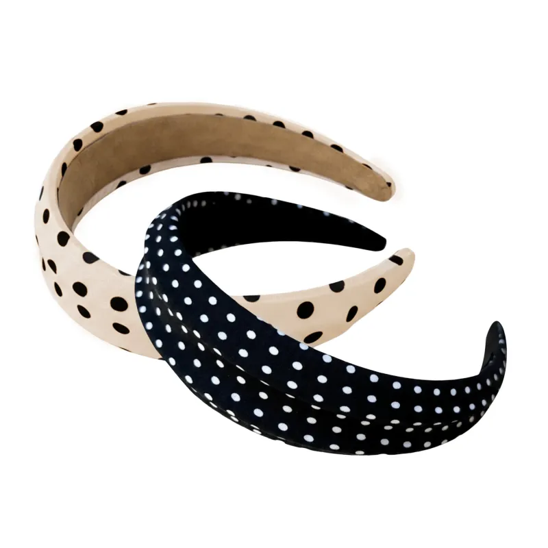 Anna-Kaci 2pcs Polka Dot Padded Headband with Smooth Fabric Finish and Retro Style made by Anna-Kaci