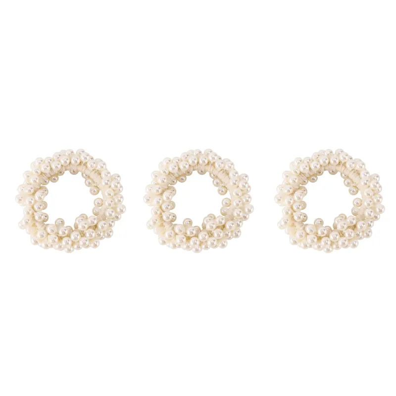Anna-Kaci 3pcs Elastic Hair Tie with Faux Pearl Bead Detailing and Stretchable Design made by Anna-Kaci